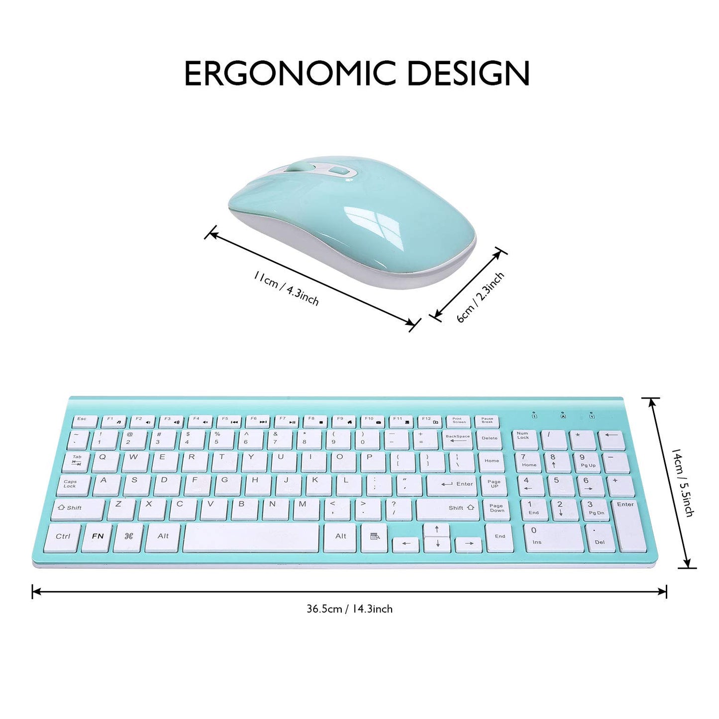 cimetech Wireless Keyboard and Mouse Combo, Compact Full Size Wireless Computer Keyboard and Mouse Set 2.4G Ultra-Thin Sleek Design for Windows, Computer, Desktop, PC, Notebook, Laptop - Grey