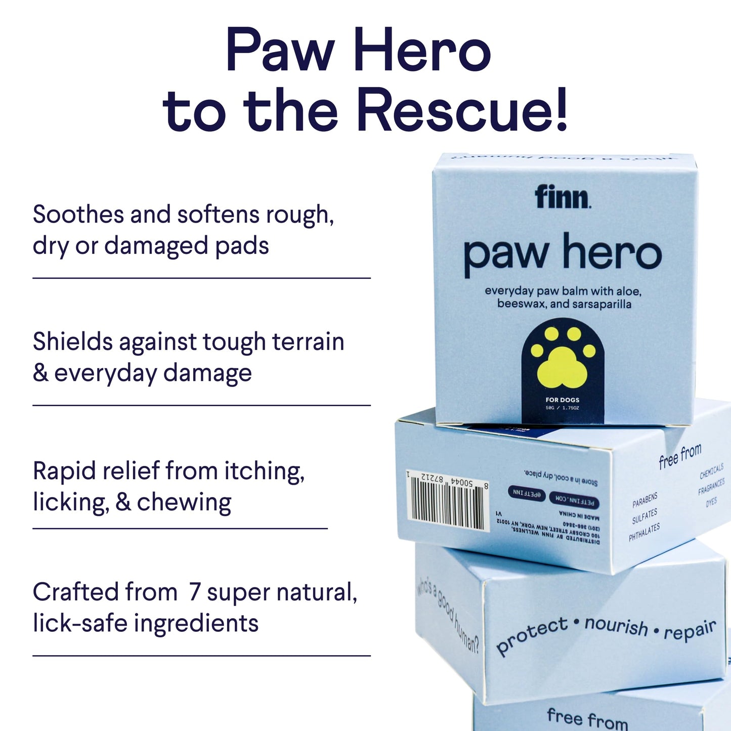 Finn Paw Hero | Natural Revitalizing Dog Paw Balm | Protect, Nourish & Repair Paws from Pavement, Dryness, & Spring Adventures - 1.75 oz