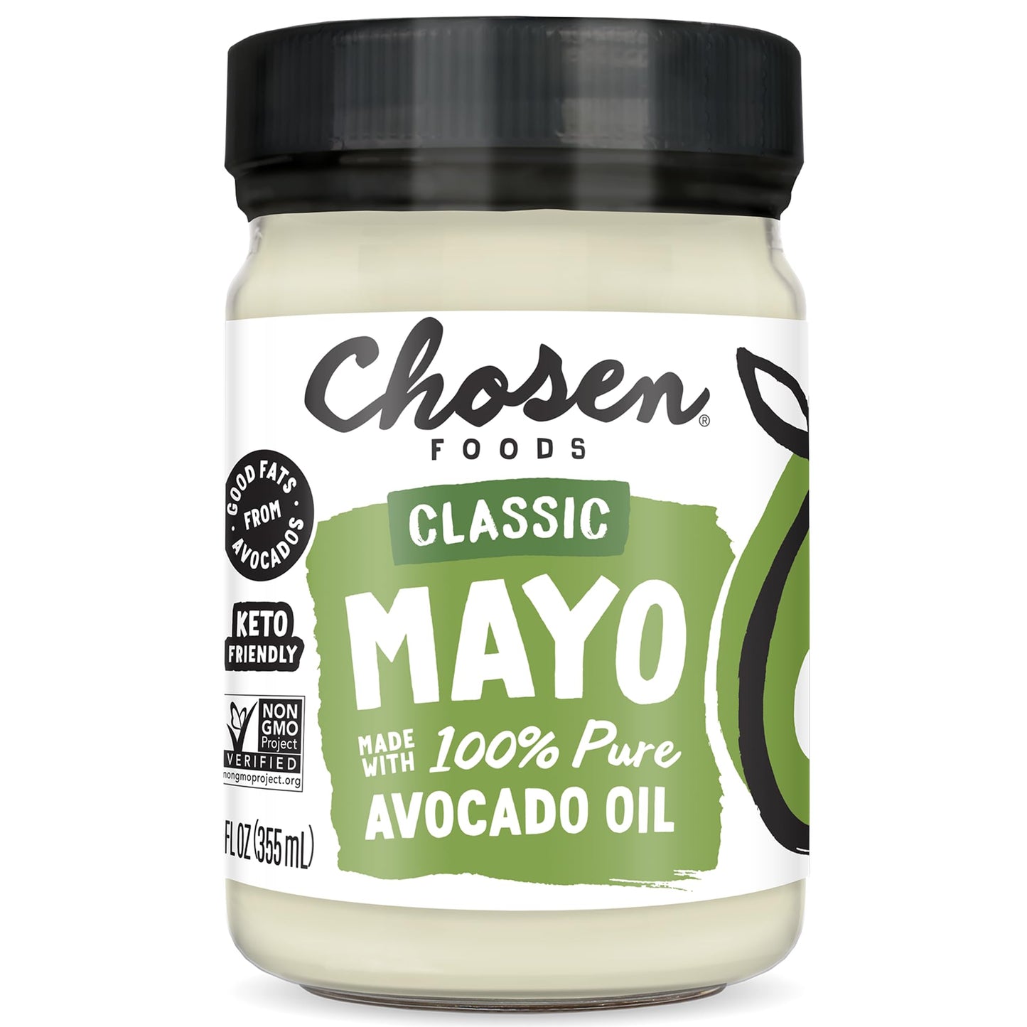 Chosen Foods 100% Avocado Oil-Based Classic Mayonnaise, Gluten & Dairy Free, Low-Carb, Keto & Paleo Diet Friendly, Mayo for Sandwiches, Dressings and Sauces, Made with Cage Free Eggs (32 Fl Oz)