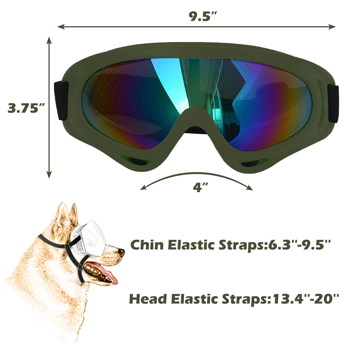 Large Dog Sunglasses, Dog Goggles with Adjustable Strap UV Protection Winproof Dog Puppy Sunglasses, Suitable for Medium-Large Dog Pet Glasses, Dogs Eyes Protection