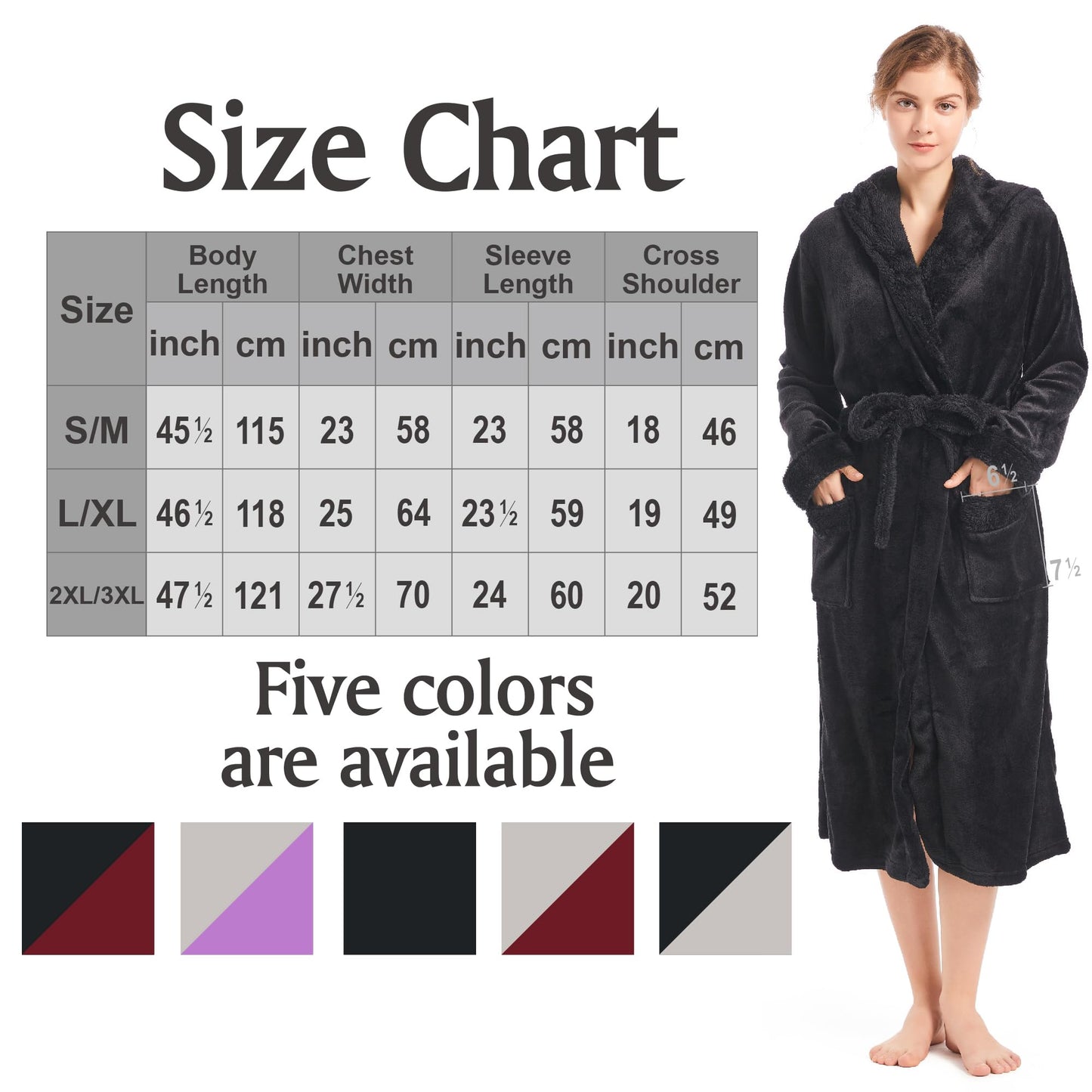 Inner Wish Women Hooded Plush Robe, Fleece Cozy Warm Bathrobe