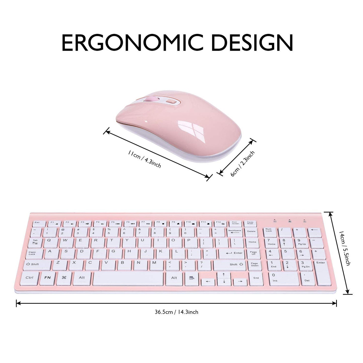 cimetech Wireless Keyboard and Mouse Combo, Compact Full Size Wireless Computer Keyboard and Mouse Set 2.4G Ultra-Thin Sleek Design for Windows, Computer, Desktop, PC, Notebook, Laptop - Grey