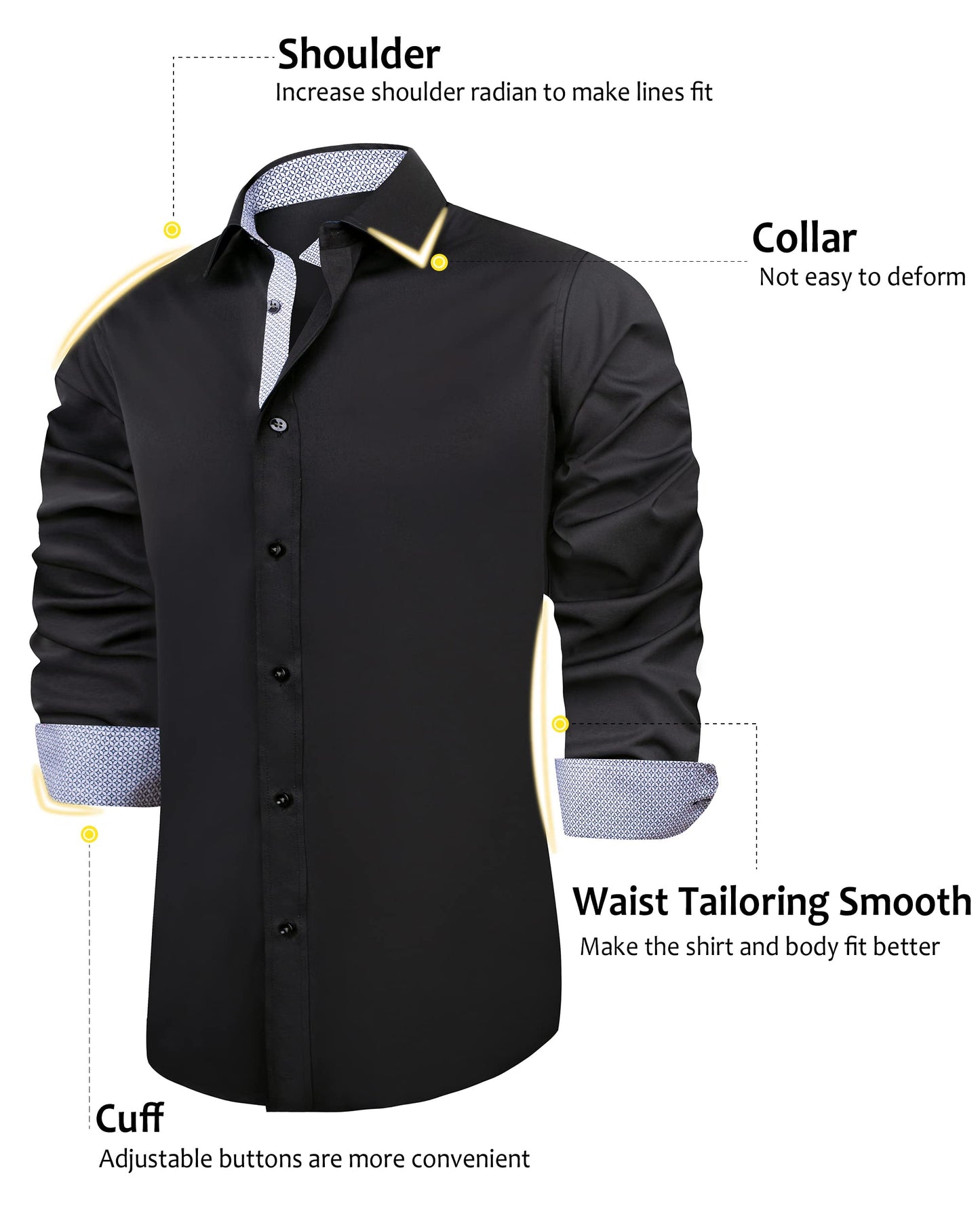 J.VER Men's Casual Long Sleeve Stretch Dress Shirt Wrinkle-Free Regular Fit Button Down Shirts