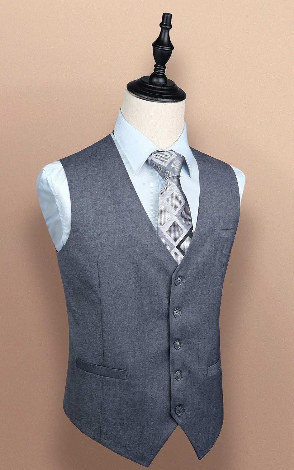 HISDERN Men's Suit Vest Business Formal Dress Waistcoat Vest with 3 Pockets for Suit or Tuxedo