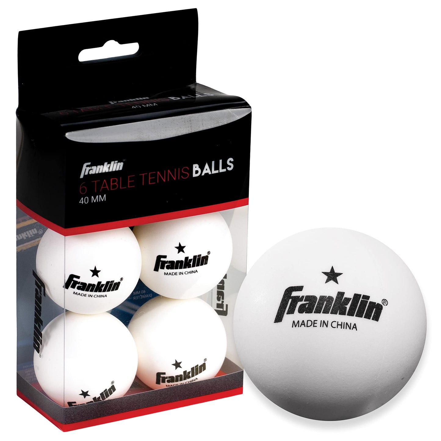 Franklin Sports Ping Pong Balls - Official Size + Weight White 40mm Table Tennis One Star Professional Durable High Performance 12 Count (Pack of 1) Packaging may vary, White