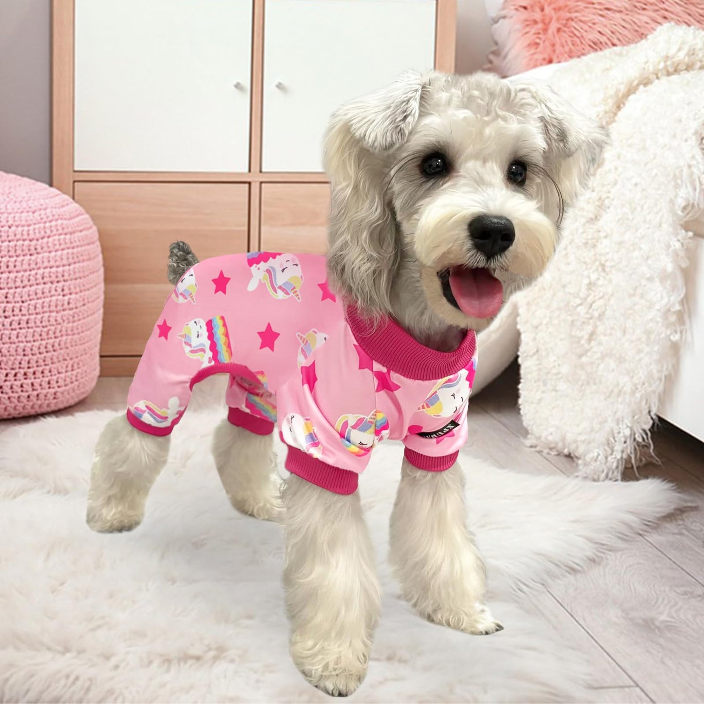 XPUDAC 4 Piece Dog Pajamas for Small Dogs Pjs Clothes Puppy Onesies Outfits for Doggie Christmas Shirts Sleeper for Pet