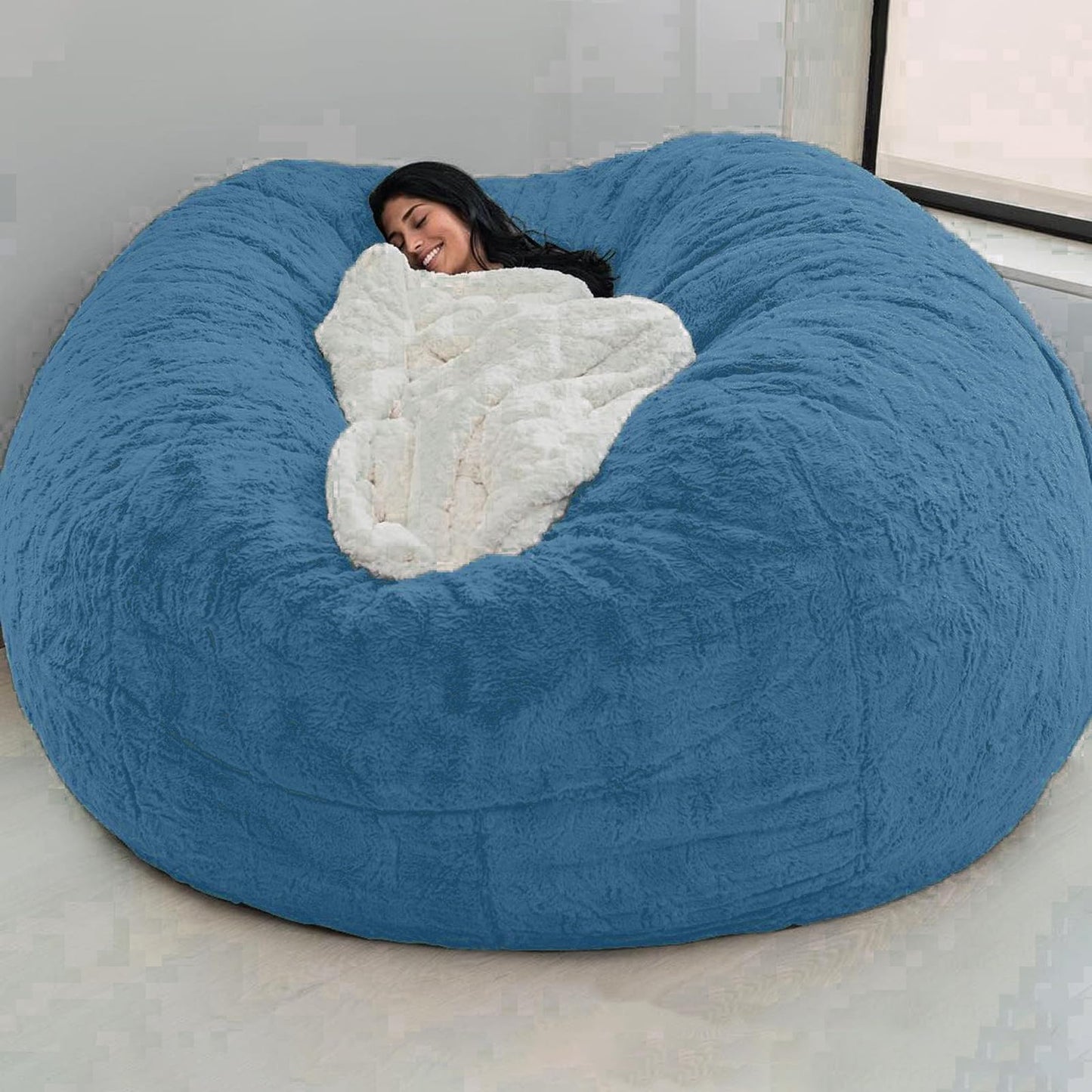 Big Huge Giant Bean Bag Chair for Adults, (No Filler) Bean Bag Chairs in Multiple Sizes and Colors Giant Foam-Filled Furniture - Machine Washable Covers, Double Stitched Seams (Black,6FT)