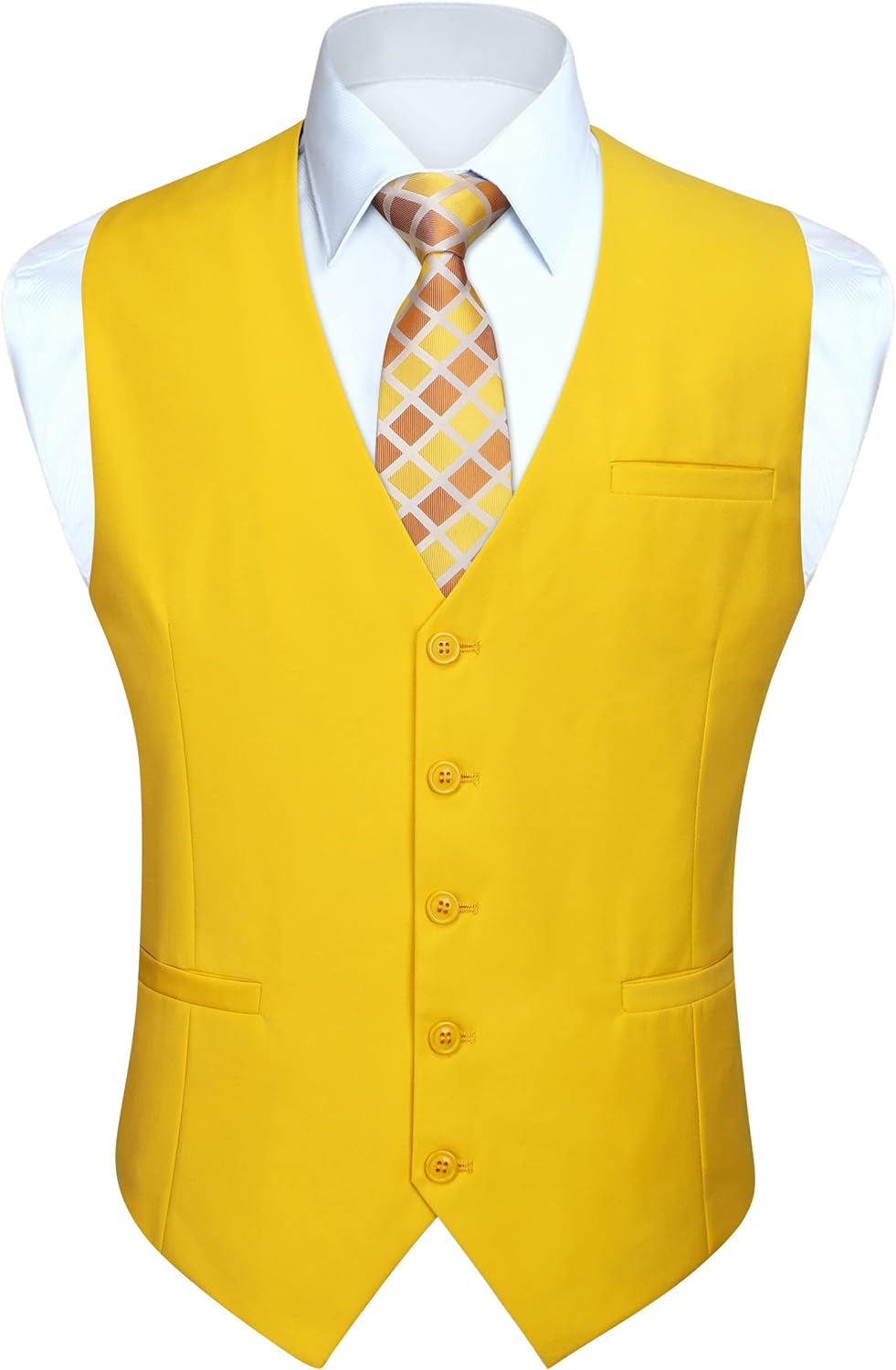 HISDERN Men's Suit Vest Business Formal Dress Waistcoat Vest with 3 Pockets for Suit or Tuxedo