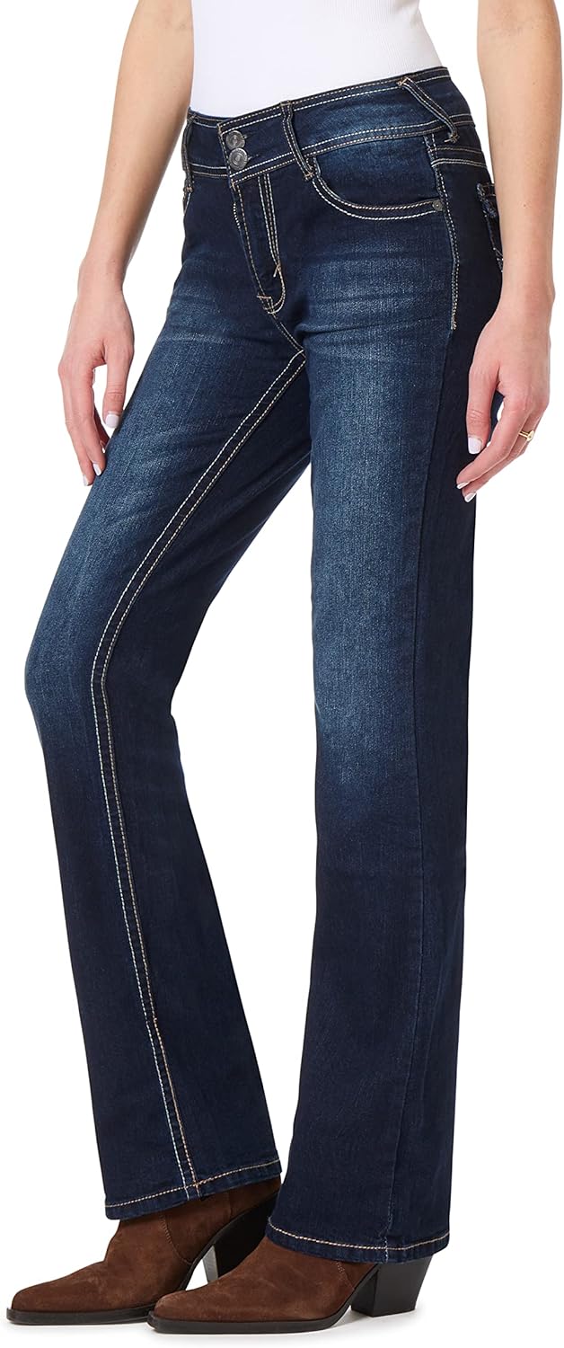 WallFlower Women's Luscious Curvy Bootcut Mid-Rise Insta Stretch Juniors Jeans (Standard and Plus)