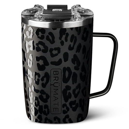 BrüMate Toddy - 16oz 100% Leak Proof Insulated Coffee Mug with Handle & Lid - Stainless Steel Coffee Travel Mug - Double Walled Coffee Cup (Onyx Leopard)