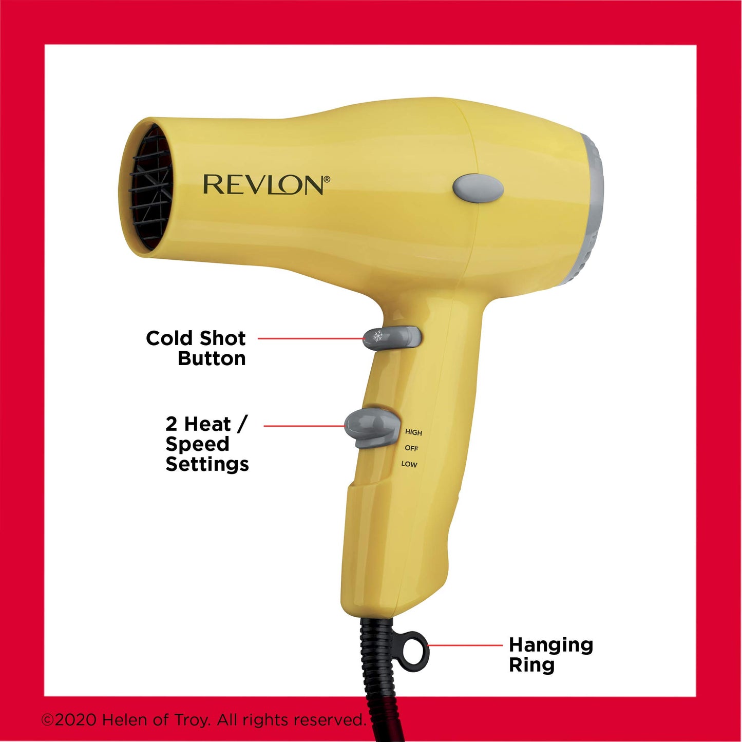 Revlon Compact Hair Dryer | 1875W Lightweight Design, Perfect for Travel, (Black)