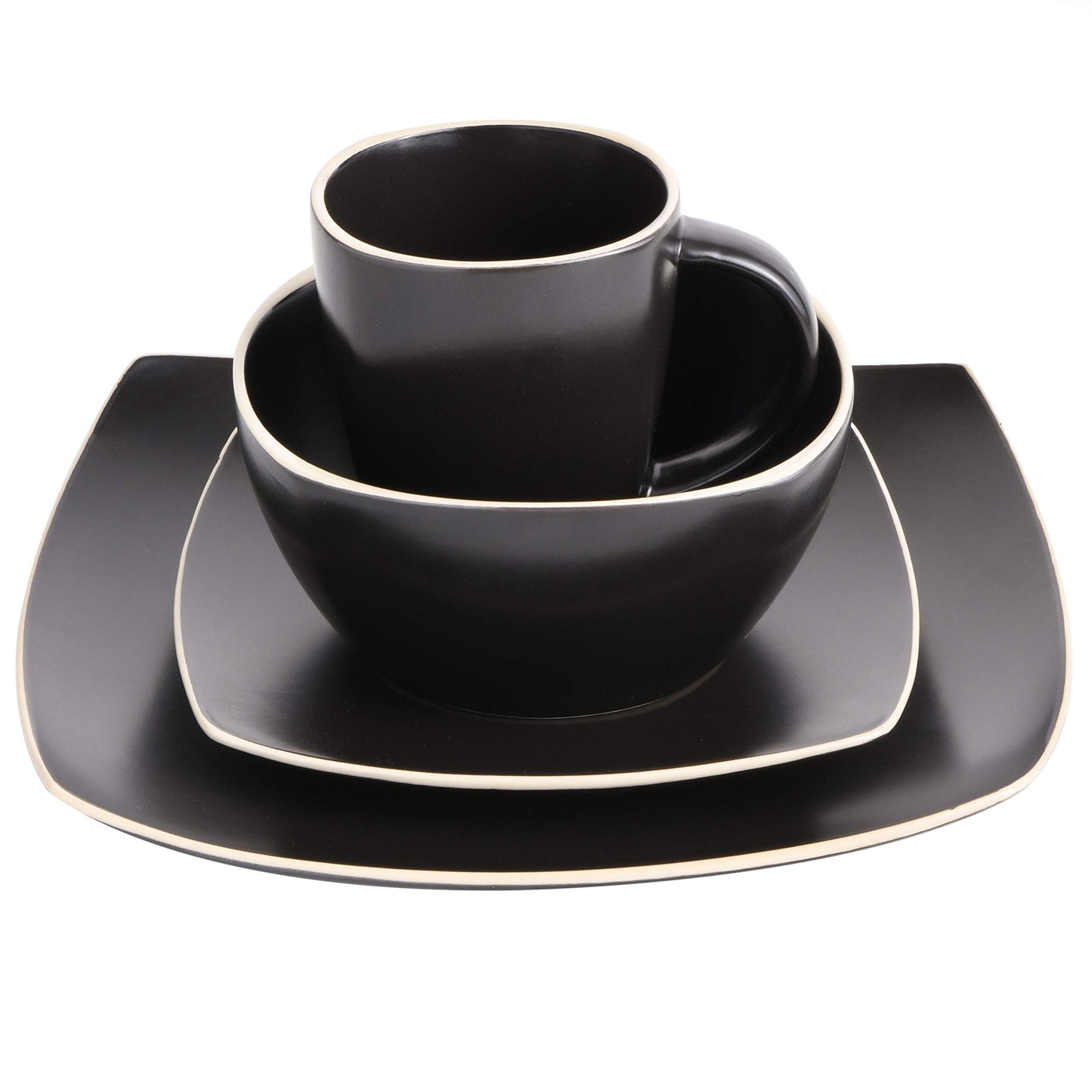 Gibson Soho Lounge Dinnerware Set, Service for 4 (16pcs), Matte Black