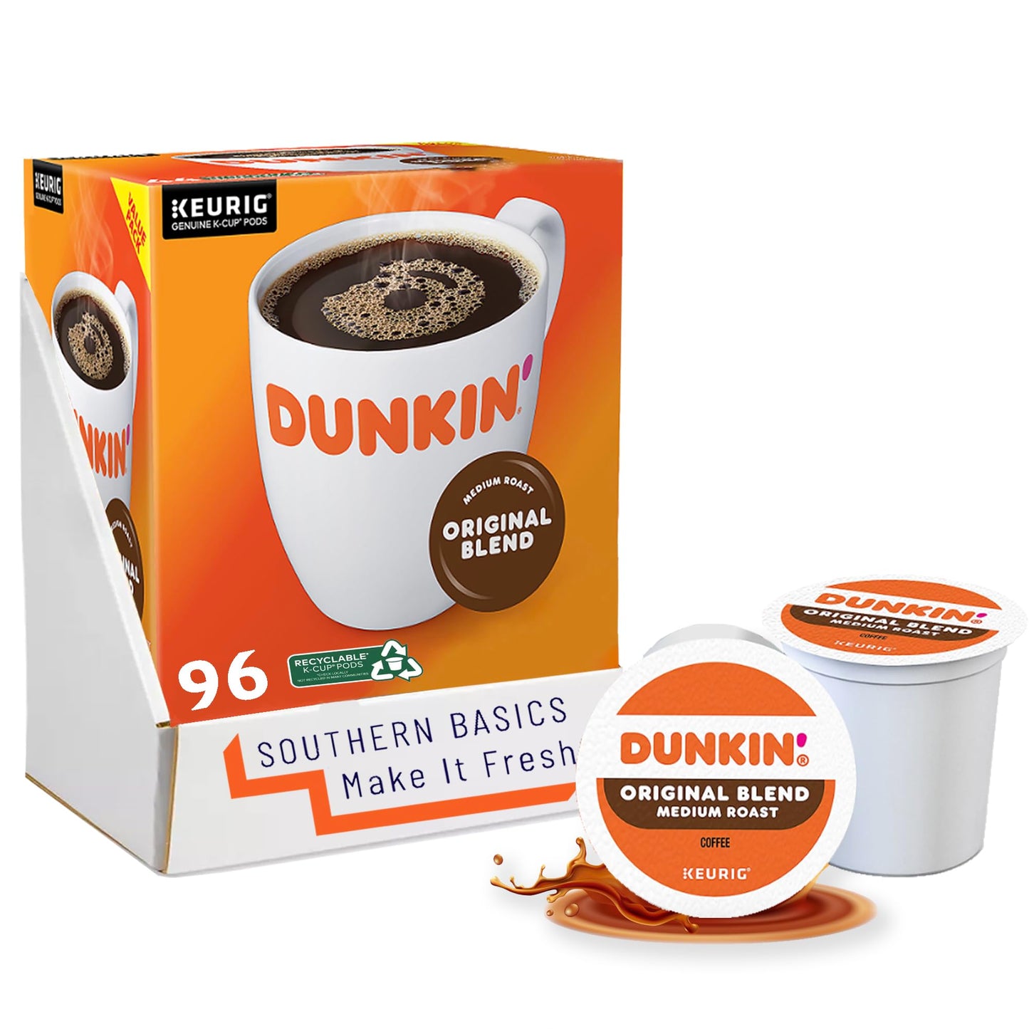 Dunkin' Original Blend Single Serve Keurig K-Cup Pods, Medium Roast Coffee, 60 Pods total (6 Boxes of 10)