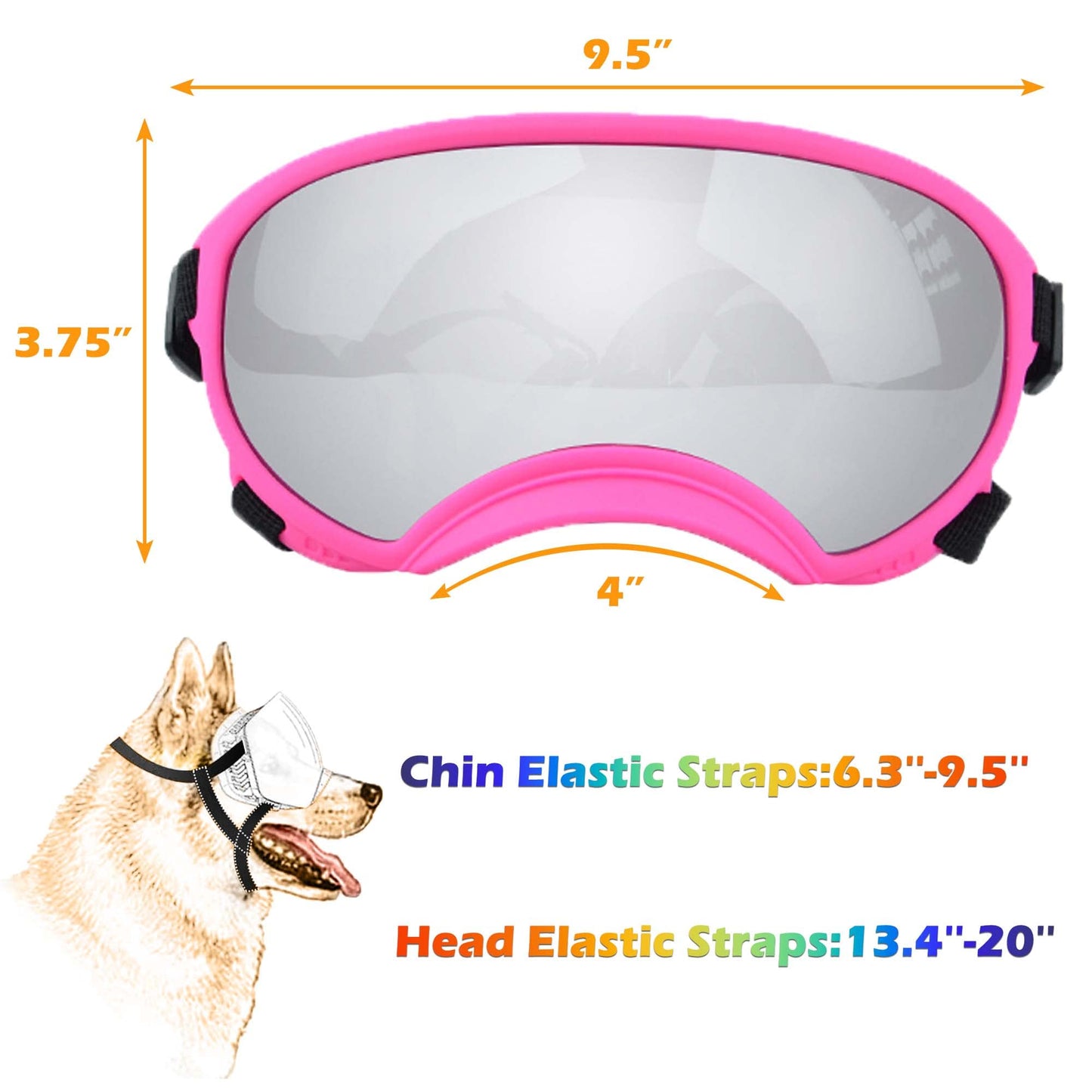 Large Dog Sunglasses, Dog Goggles with Adjustable Strap UV Protection Winproof Dog Puppy Sunglasses, Suitable for Medium-Large Dog Pet Glasses, Dogs Eyes Protection