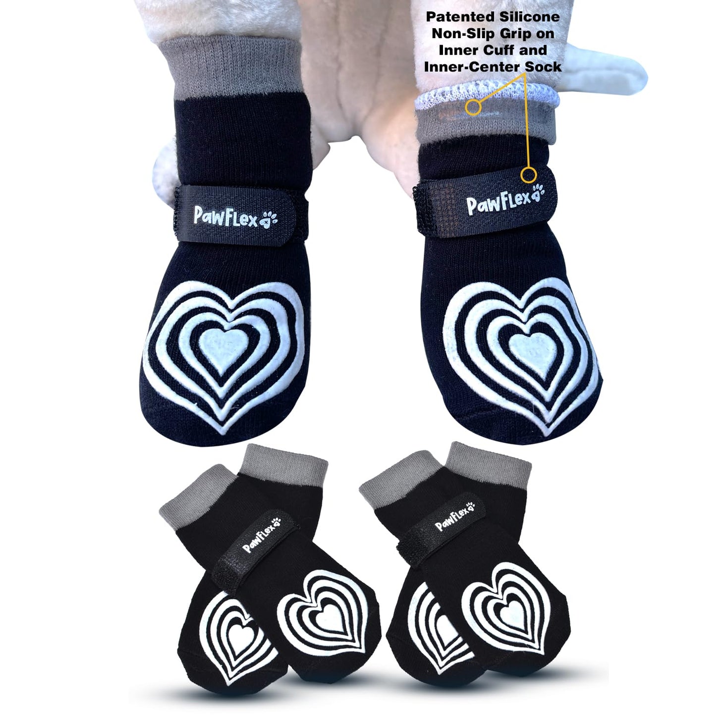 Medical First-Aid Double Sided Anti-Slip Cotton Dog Socks | PawFlex Comfy Pawz Silicone Nonslip at Inner Cuff for No Twisting or Sliding Off | Pet Paw Protection |Wound Care | Traction Control