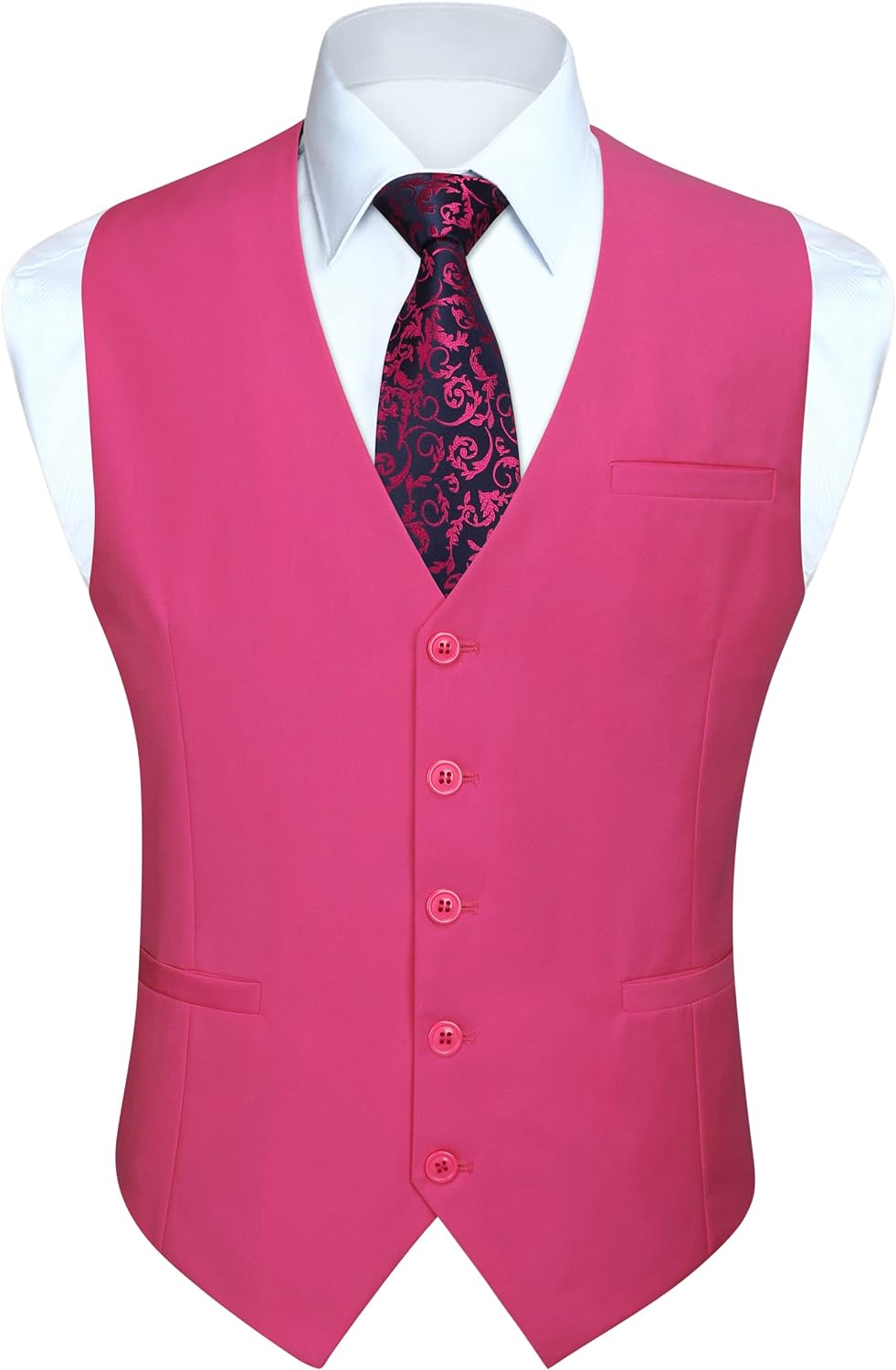 HISDERN Men's Suit Vest Business Formal Dress Waistcoat Vest with 3 Pockets for Suit or Tuxedo