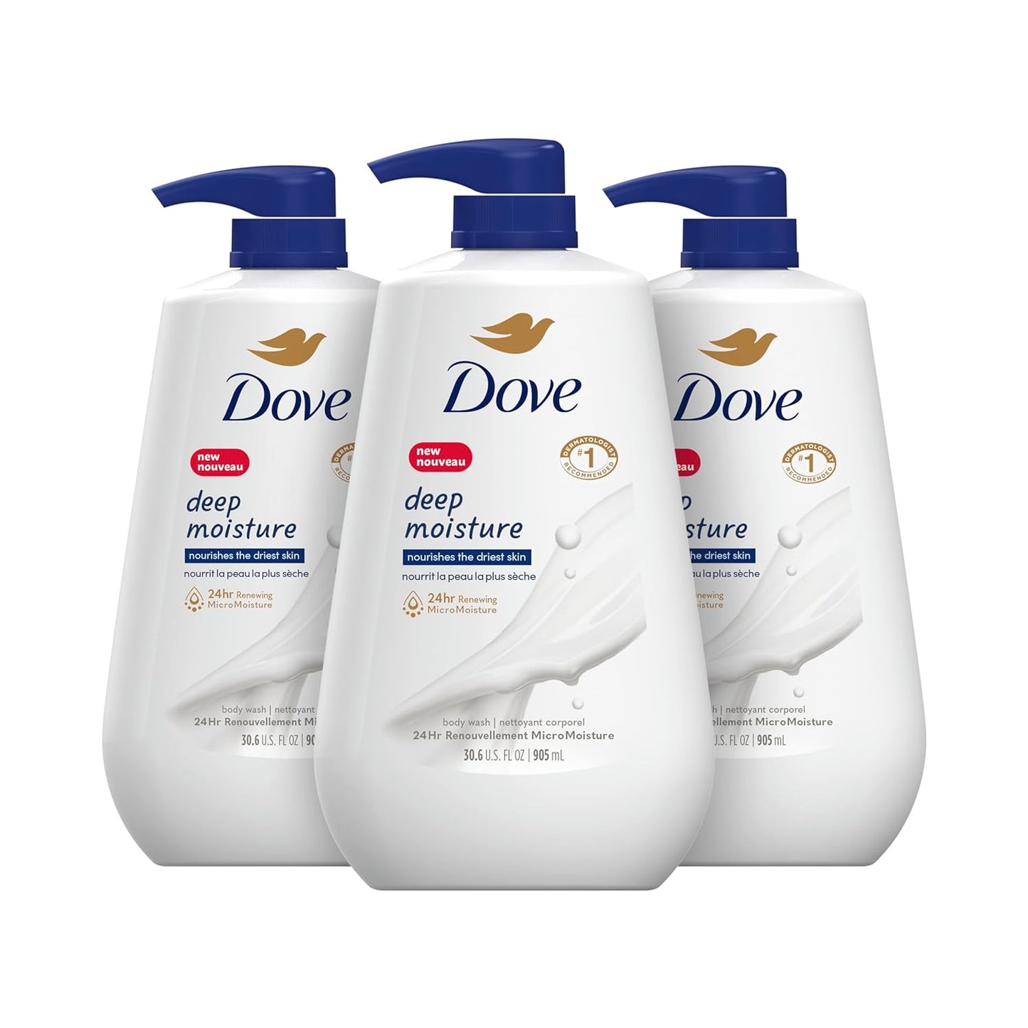 Dove Body Wash with Pump Deep Moisture For Dry Skin Moisturizing Skin Cleanser with 24hr Renewing MicroMoisture Nourishes The Driest Skin 30.6 oz