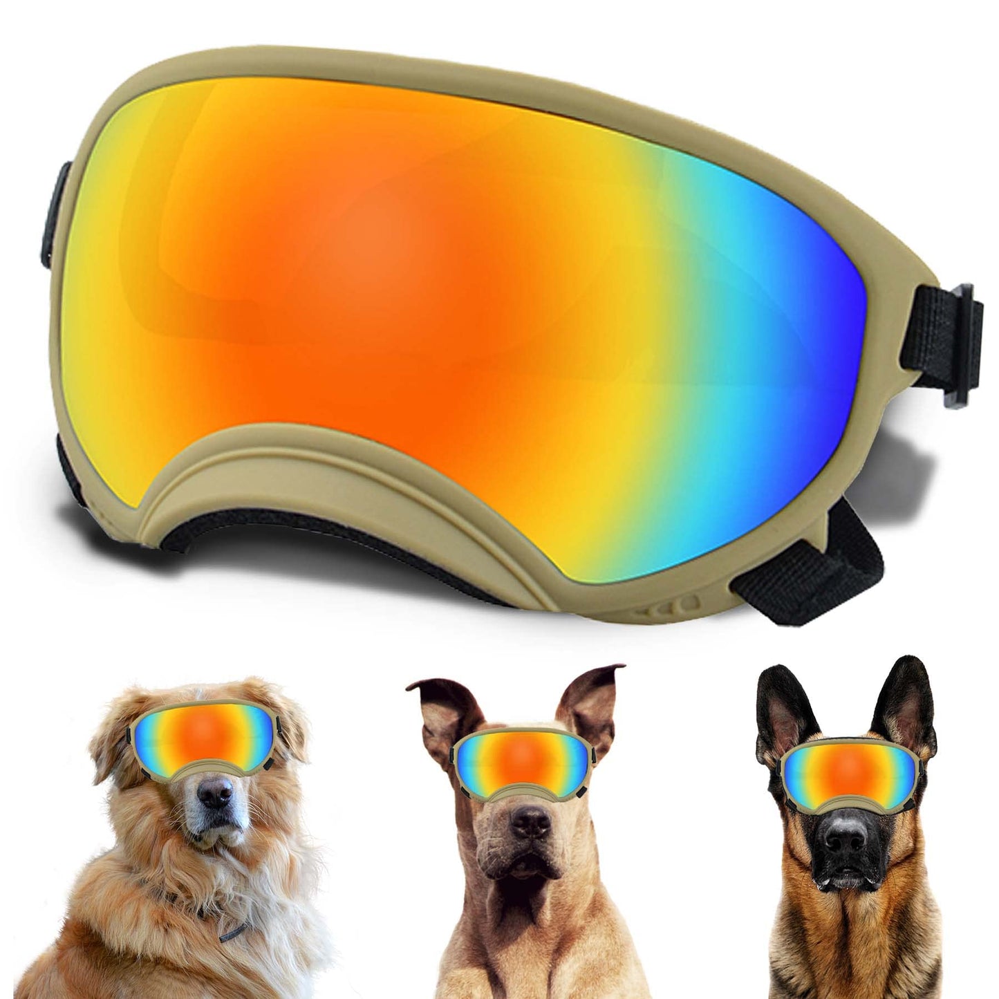 Large Dog Sunglasses, Dog Goggles with Adjustable Strap UV Protection Winproof Dog Puppy Sunglasses, Suitable for Medium-Large Dog Pet Glasses, Dogs Eyes Protection