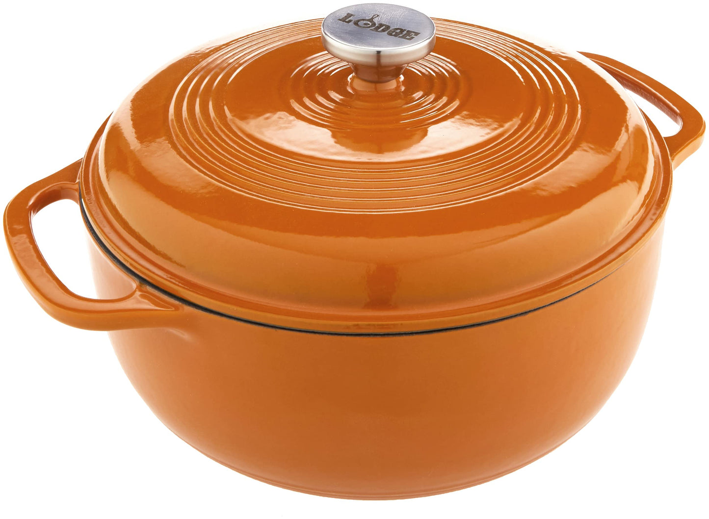 Lodge 6 Quart Enameled Cast Iron Dutch Oven with Lid – Dual Handles – Oven Safe up to 500° F or on Stovetop - Use to Marinate, Cook, Bake, Refrigerate and Serve – Oyster White