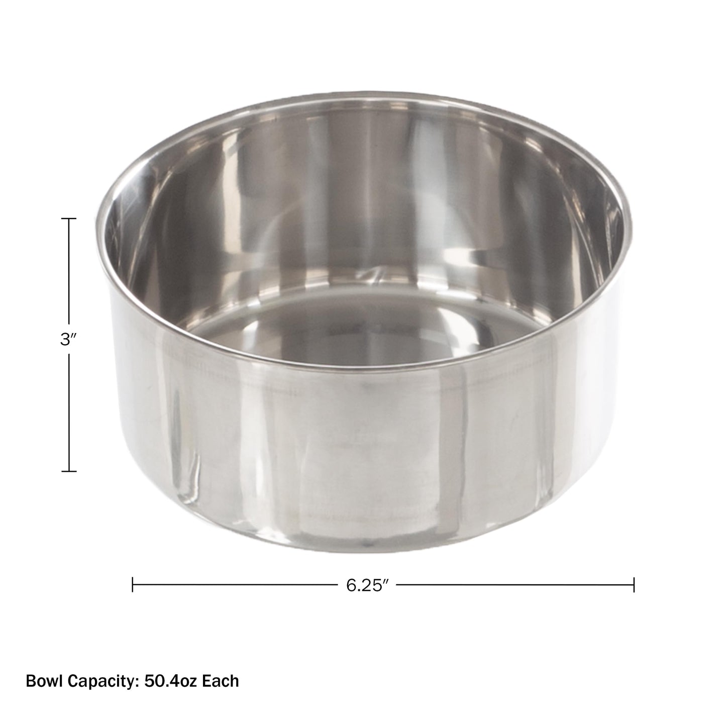 Set of 2 Stainless-Steel Dog Bowls - Cage, Kennel, and Crate Hanging Pet Bowls for Food and Water - 8oz Each and Dishwasher Safe by PETMAKER, Silver