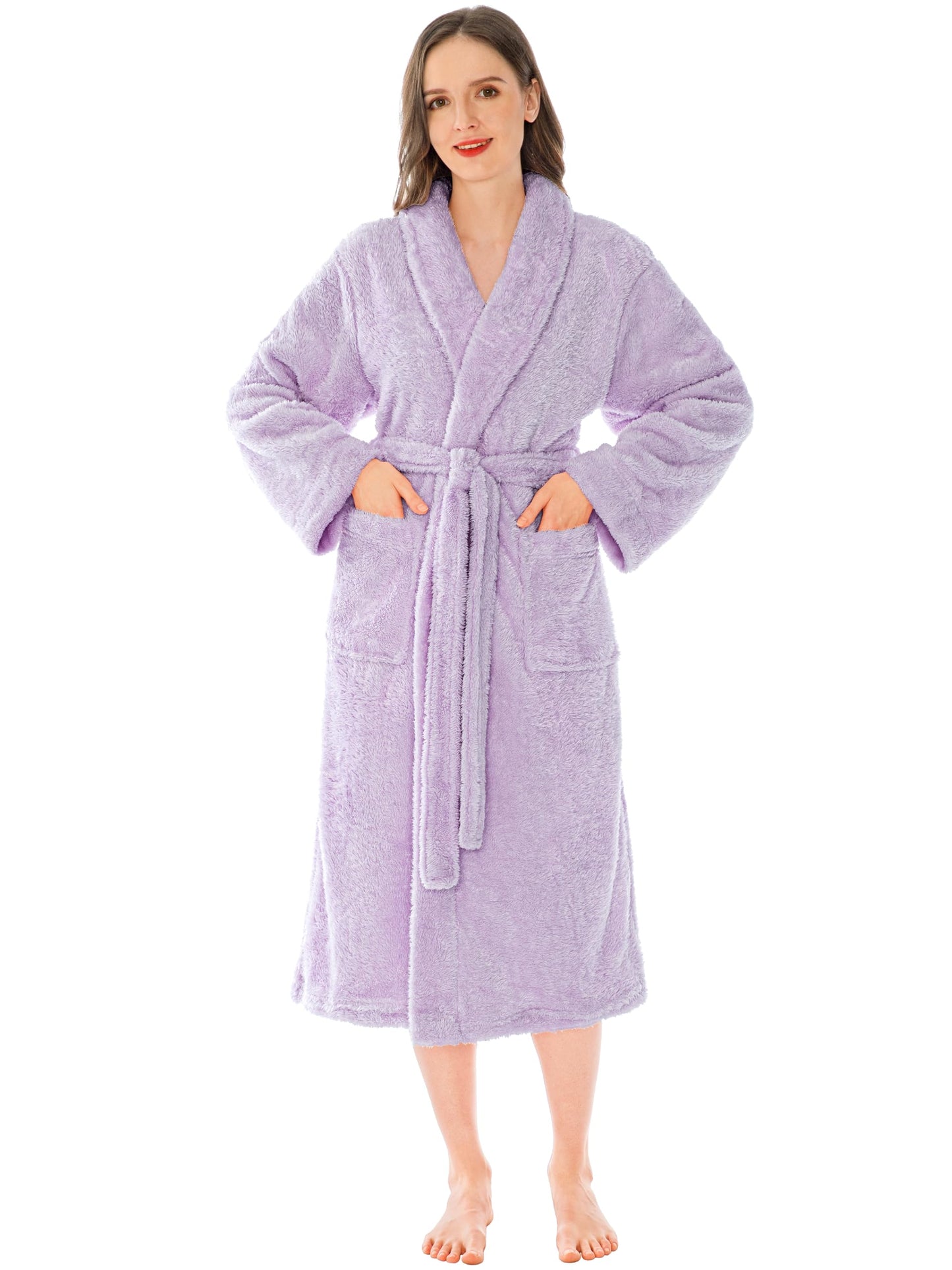 PAVILIA Premium Womens Plush Soft Robe Fluffy, Warm, Fleece Sherpa Shaggy Bathrobe