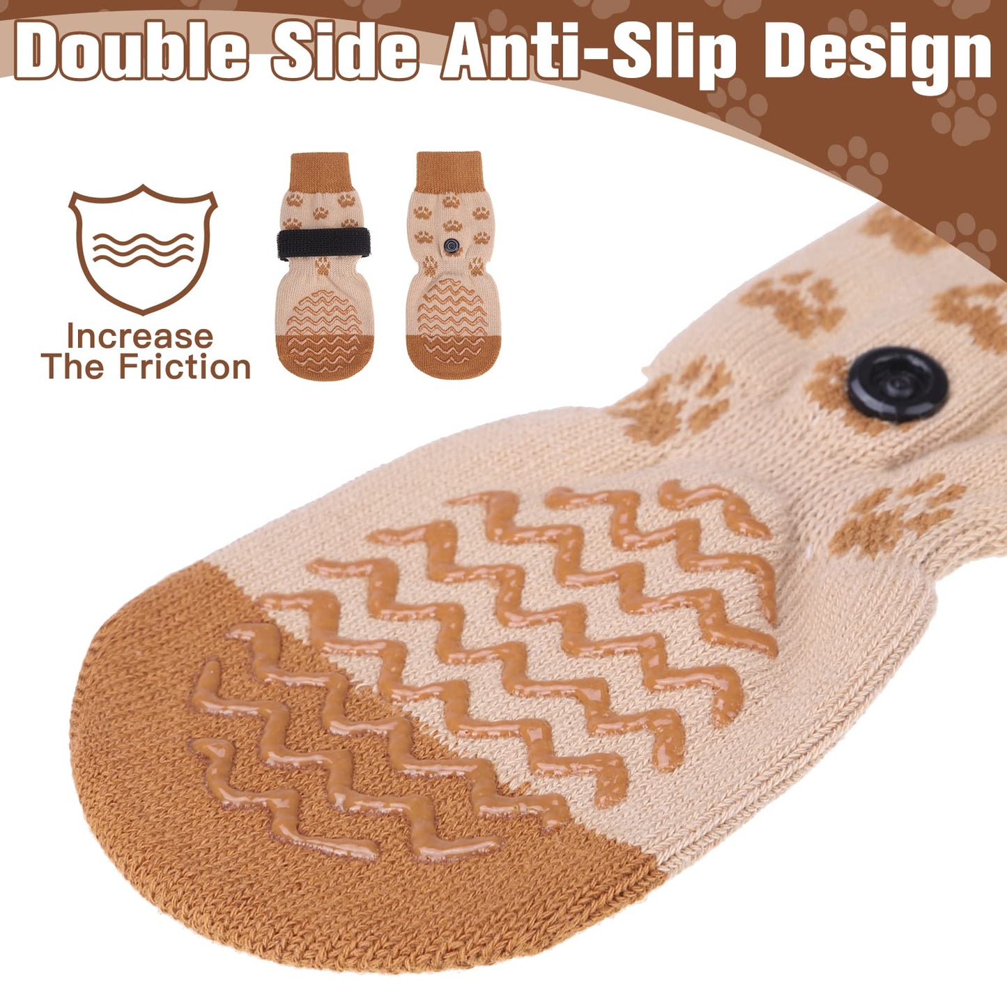 EXPAWLORER Double Side Anti-Slip Dog Socks - 3 Pairs Dog Grip Socks with Straps Traction Control, Pet Paw Protection for Small Medium Large Dogs Indoor Wear on Hardwood Floor