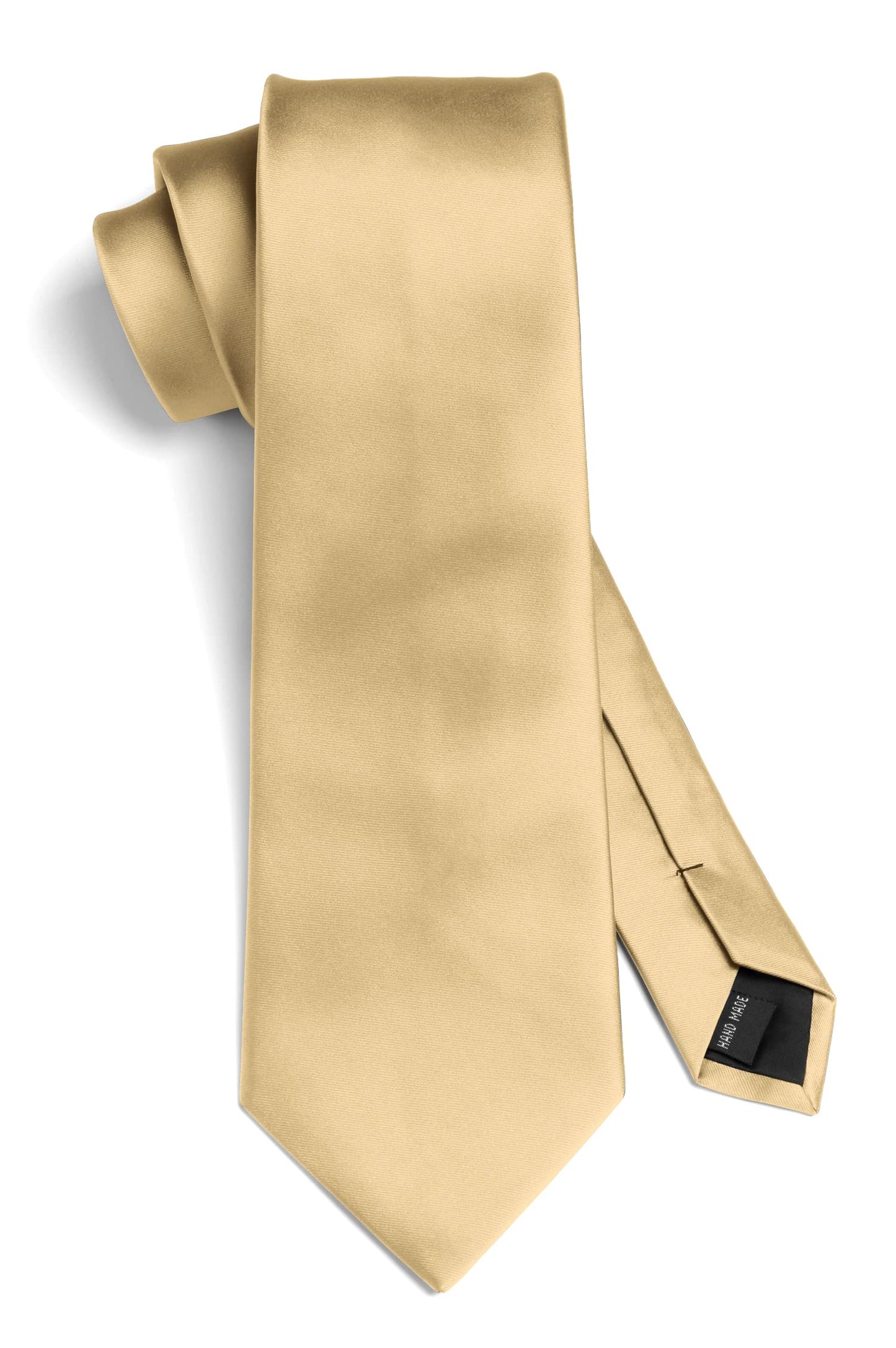 HISDERN Mens Solid Color Ties Formal Satin Necktie and Pocket Square Set Classic Wedding Business Tie & Handkerchief