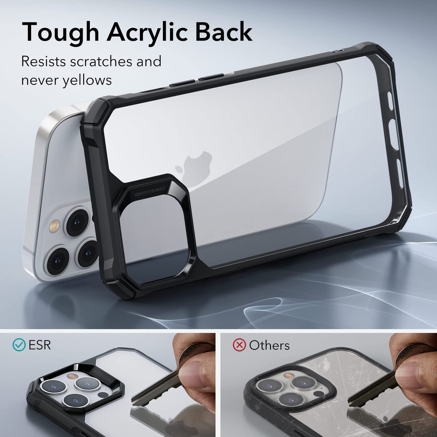 ESR for iPhone 14 Case/iPhone 13 Case, Military-Grade Protection, Shockproof Air-Guard Corners, Yellowing-Resistant Acrylic Back, Phone Case for iPhone 14/iPhone 13, Air Armor Case, Clear