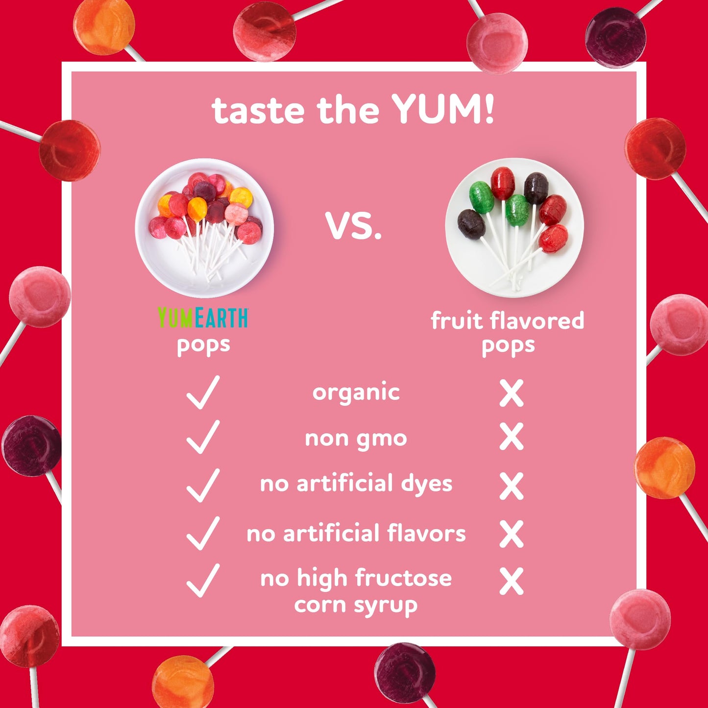 YumEarth Organic Pops Variety Pack, 50 Fruit Flavored Favorites Lollipops, Allergy Friendly, Gluten Free, Non-GMO, Vegan, No Artificial Flavors or Dyes