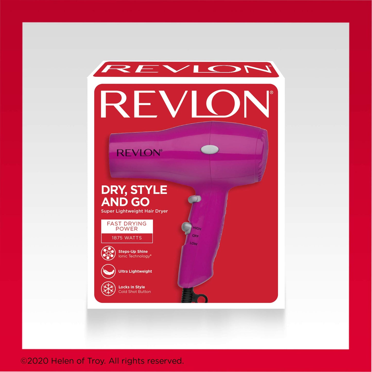 Revlon Compact Hair Dryer | 1875W Lightweight Design, Perfect for Travel, (Black)