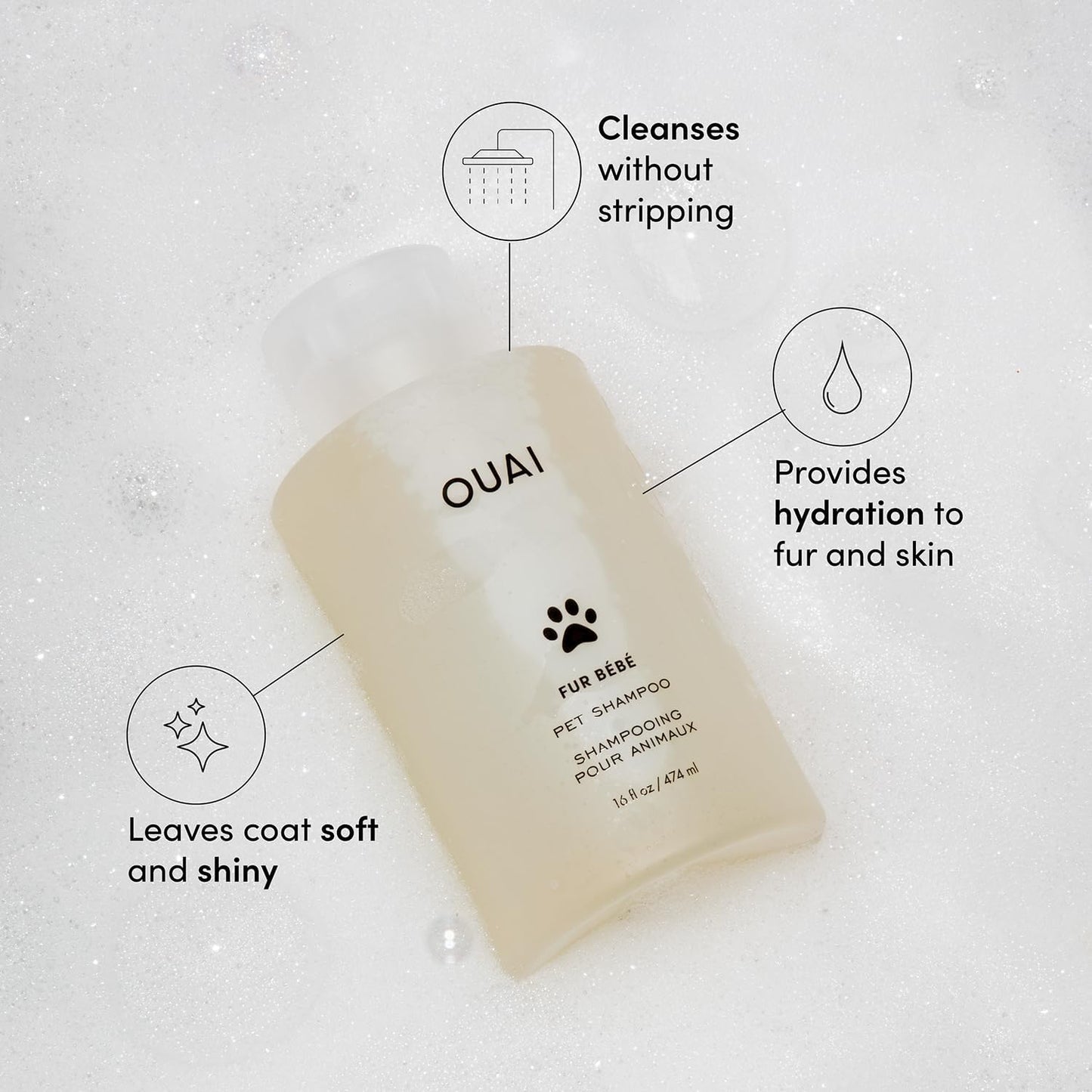 OUAI Fur Bébé Pet Shampoo, Mercer Street Scent - Dog Shampoo and Coat Wash for Hydrating, Cleansing and Adding Shine to Pet Hair - Pet Supplies by OUAI (16 Fl Oz)