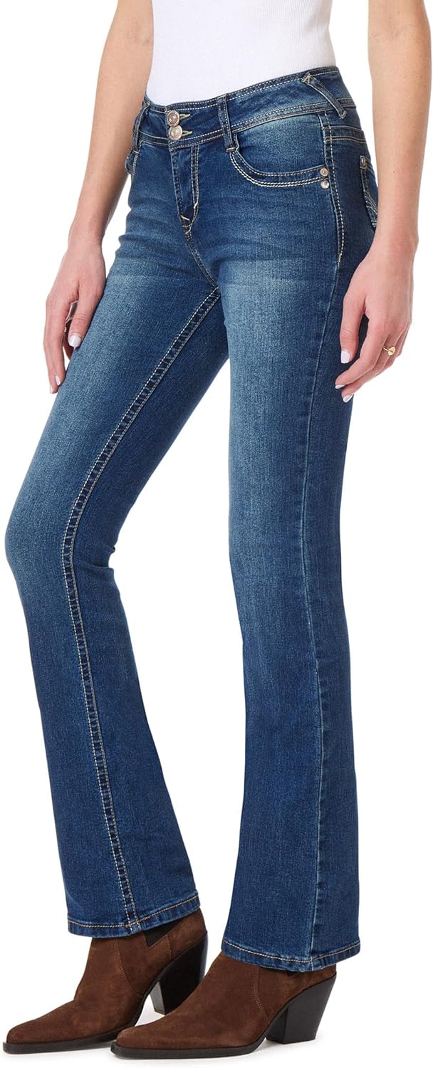 WallFlower Women's Luscious Curvy Bootcut Mid-Rise Insta Stretch Juniors Jeans (Standard and Plus)