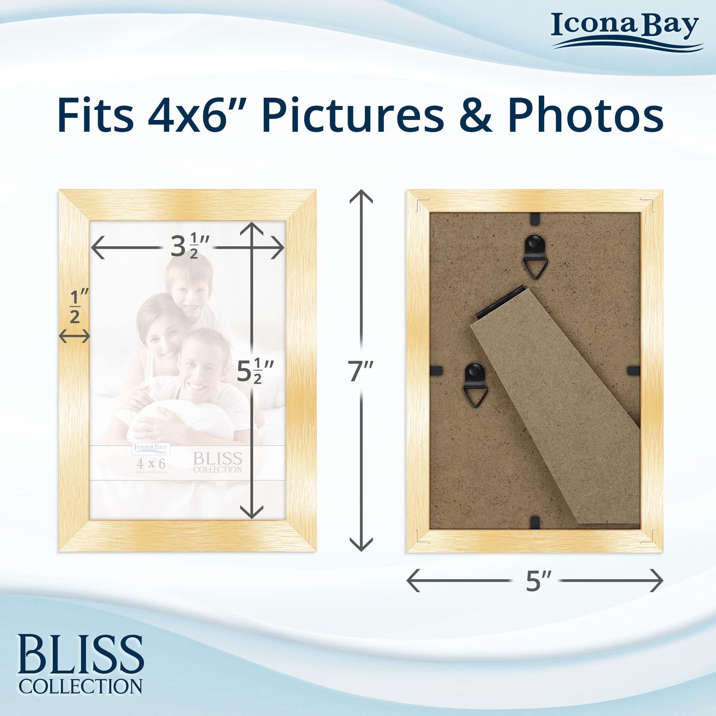 Icona Bay 5x7 Black Picture Frame, Modern Style Wood Composite Frame, Table Top or Wall Mount, Bliss Collection