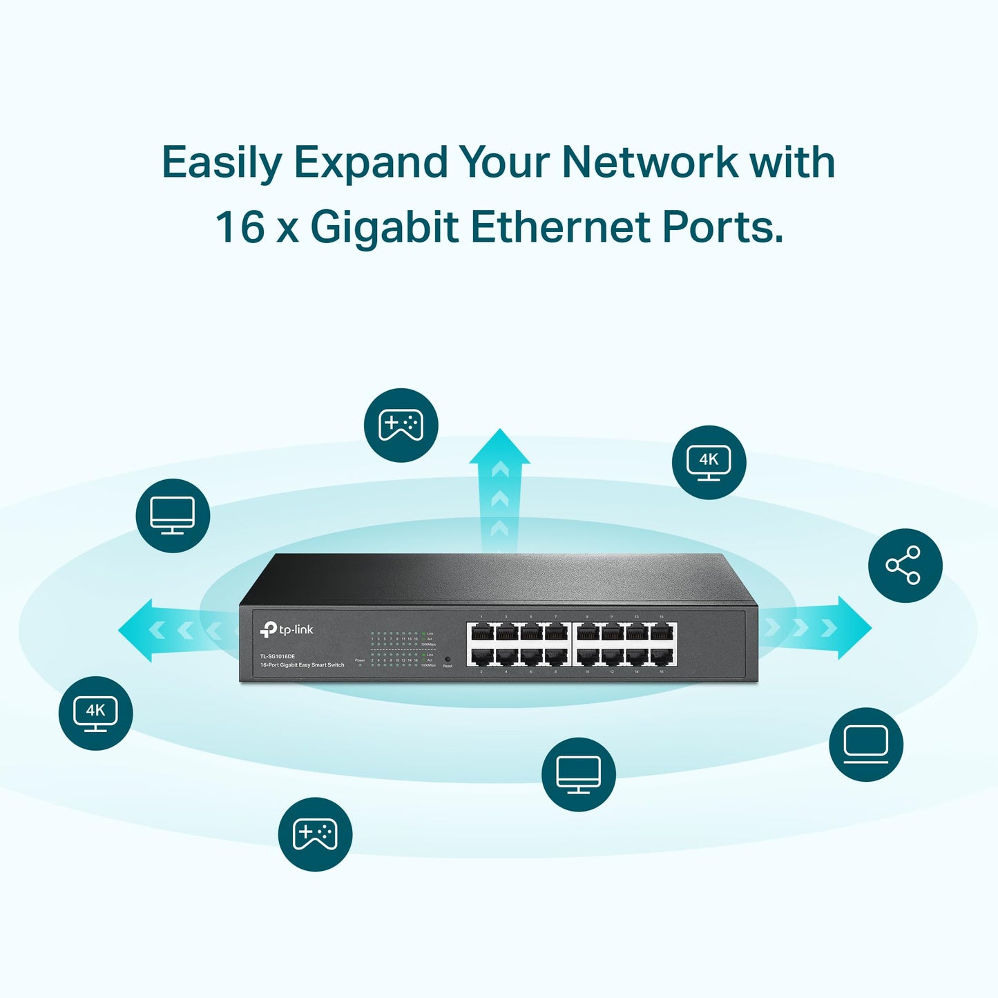 TP-Link TL-SG108 8 Port Gigabit Unmanaged Ethernet Network Switch, Ethernet Splitter Plug & Play Fanless Metal Design Shielded Ports Traffic Optimization