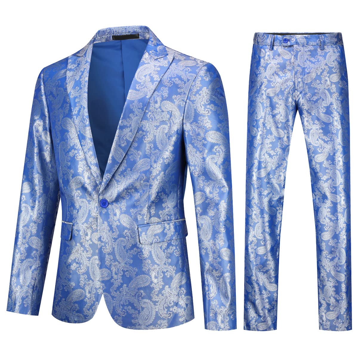 Cloudstyle Mens 2 Piece Paisley Dress Suit One Button Party Wedding Blazer Pants Sets