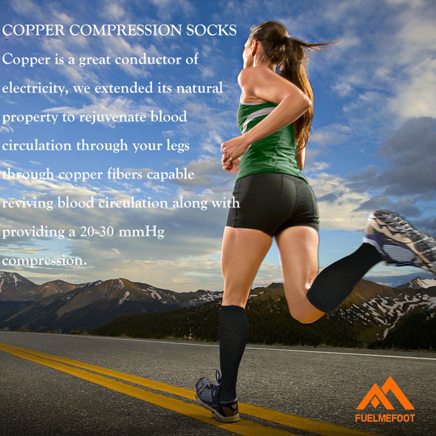 FuelMeFoot 3 Pack Copper Compression Socks - Compression Socks Women & Men Circulation - Best for Medical,Running,Athletic