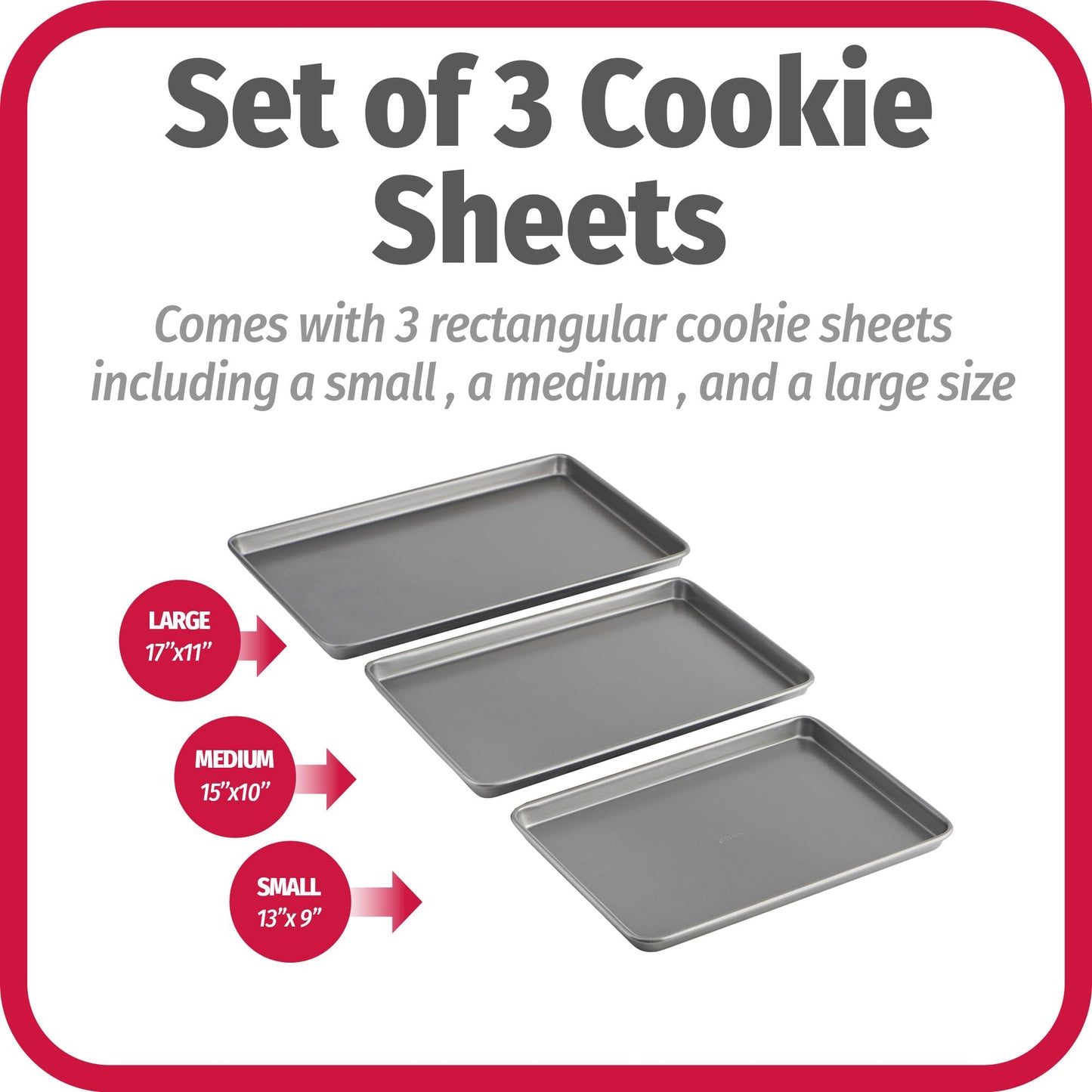 Goodcook Nonstick Steel 3-Piece Cookie Sheet Set