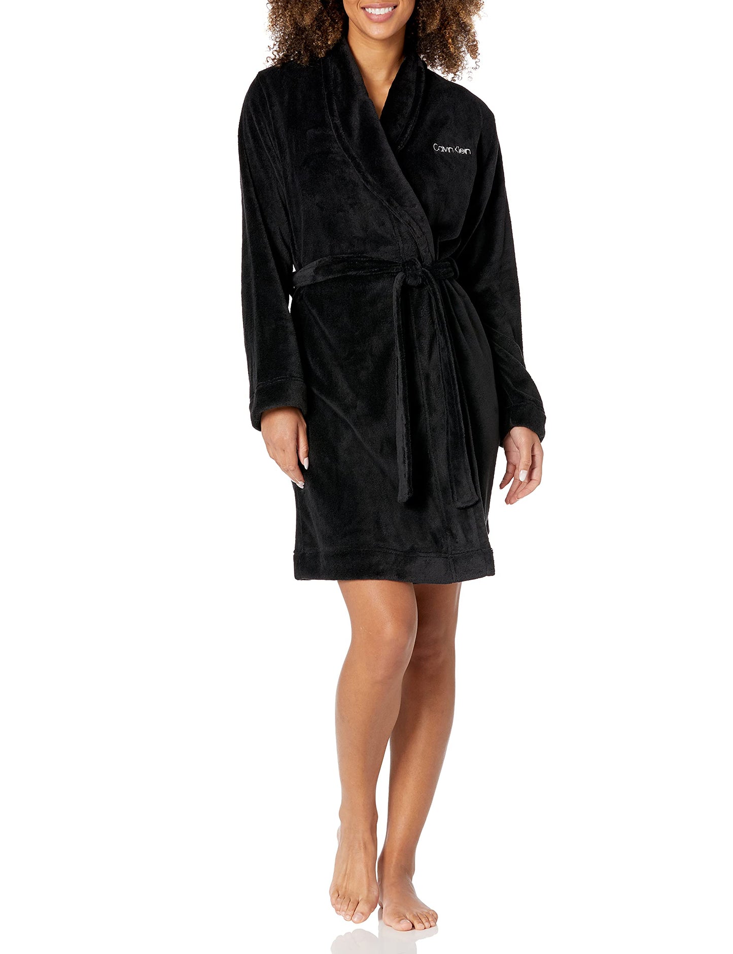 Calvin Klein Women's Logo Belted Fluffy Soft Robe