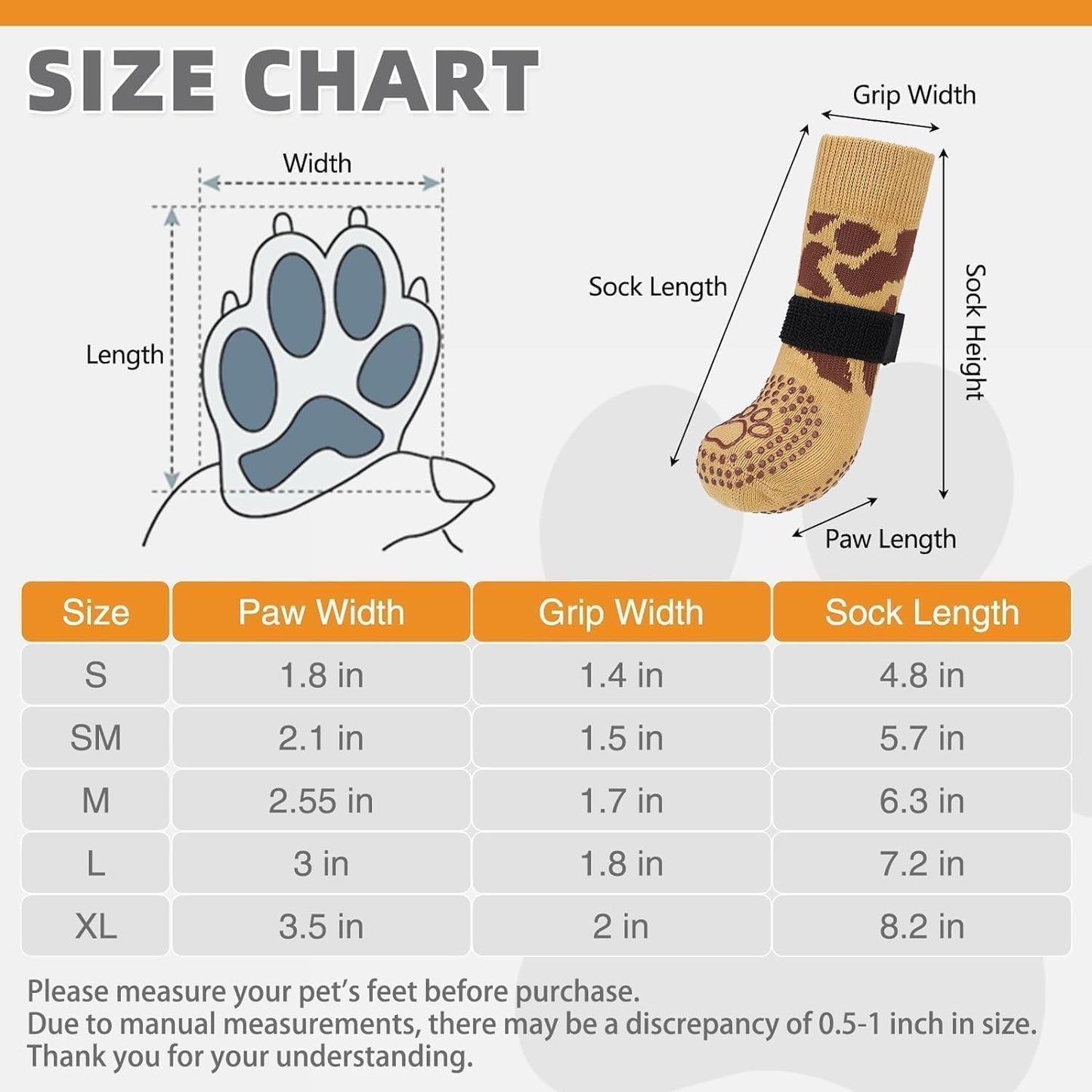 KOOLTAIL Non-Slip Dog Socks-Double Sides Grip for Hardwood Floor,3 Pairs Leopard Print Dog Boots,Traction Control Injury Prevent Licking Paw Protector Dog Shoes for Small Medium Large Old Senior Dogs