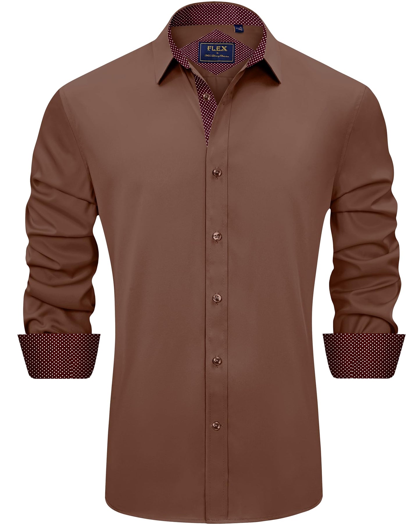 J.VER Men's Casual Long Sleeve Stretch Dress Shirt Wrinkle-Free Regular Fit Button Down Shirts