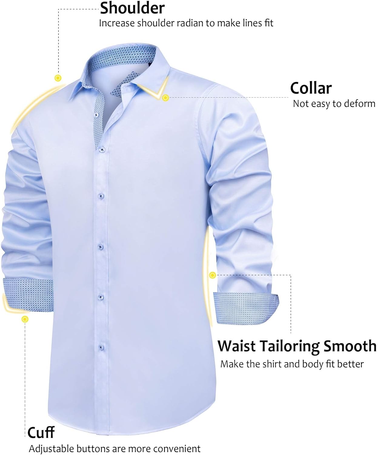 J.VER Men's Casual Long Sleeve Stretch Dress Shirt Wrinkle-Free Regular Fit Button Down Shirts