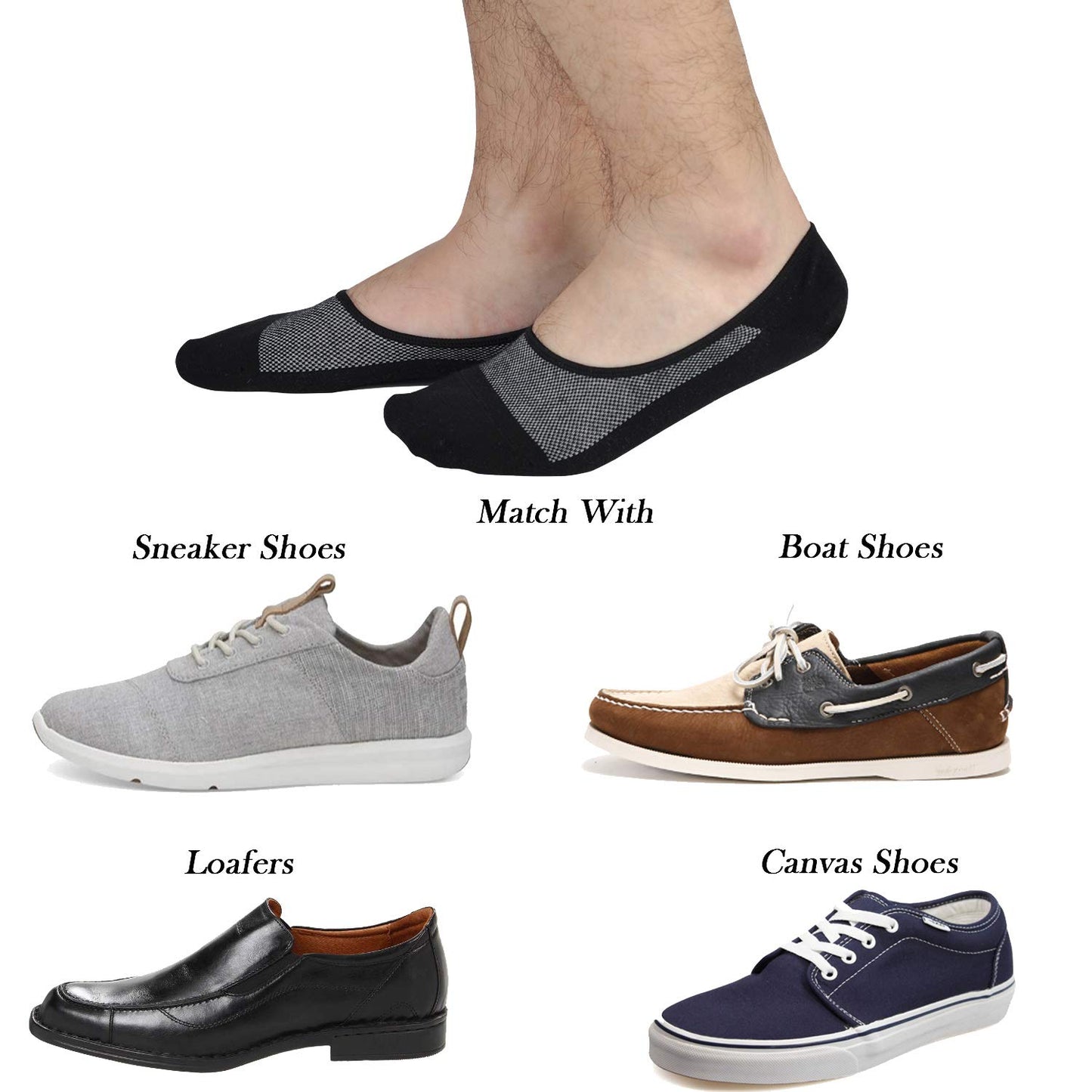 JORMATT Genuine Mens No Show Socks, Loafer Sneakers Low Cut Cotton Socks With Non Slip Grips