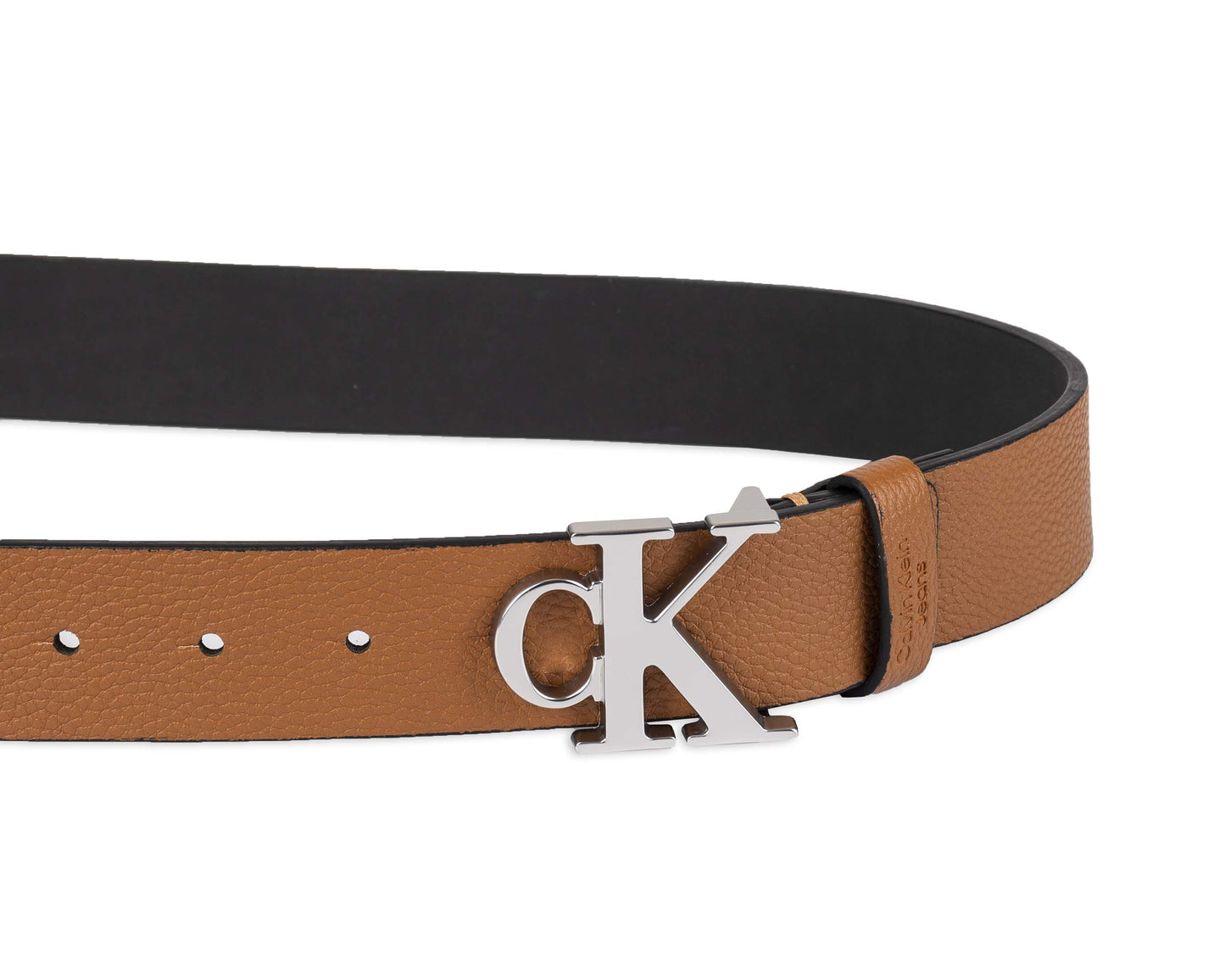 Calvin Klein Men's Casual Statement Plaque Buckle Belt with Logo Treatment