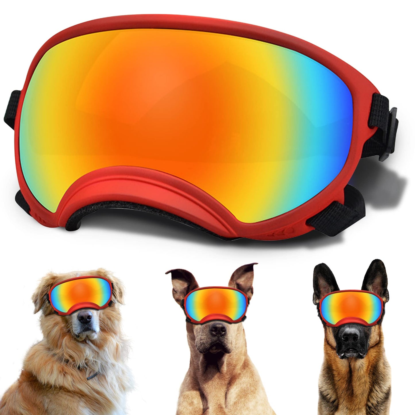 Large Dog Sunglasses, Dog Goggles with Adjustable Strap UV Protection Winproof Dog Puppy Sunglasses, Suitable for Medium-Large Dog Pet Glasses, Dogs Eyes Protection