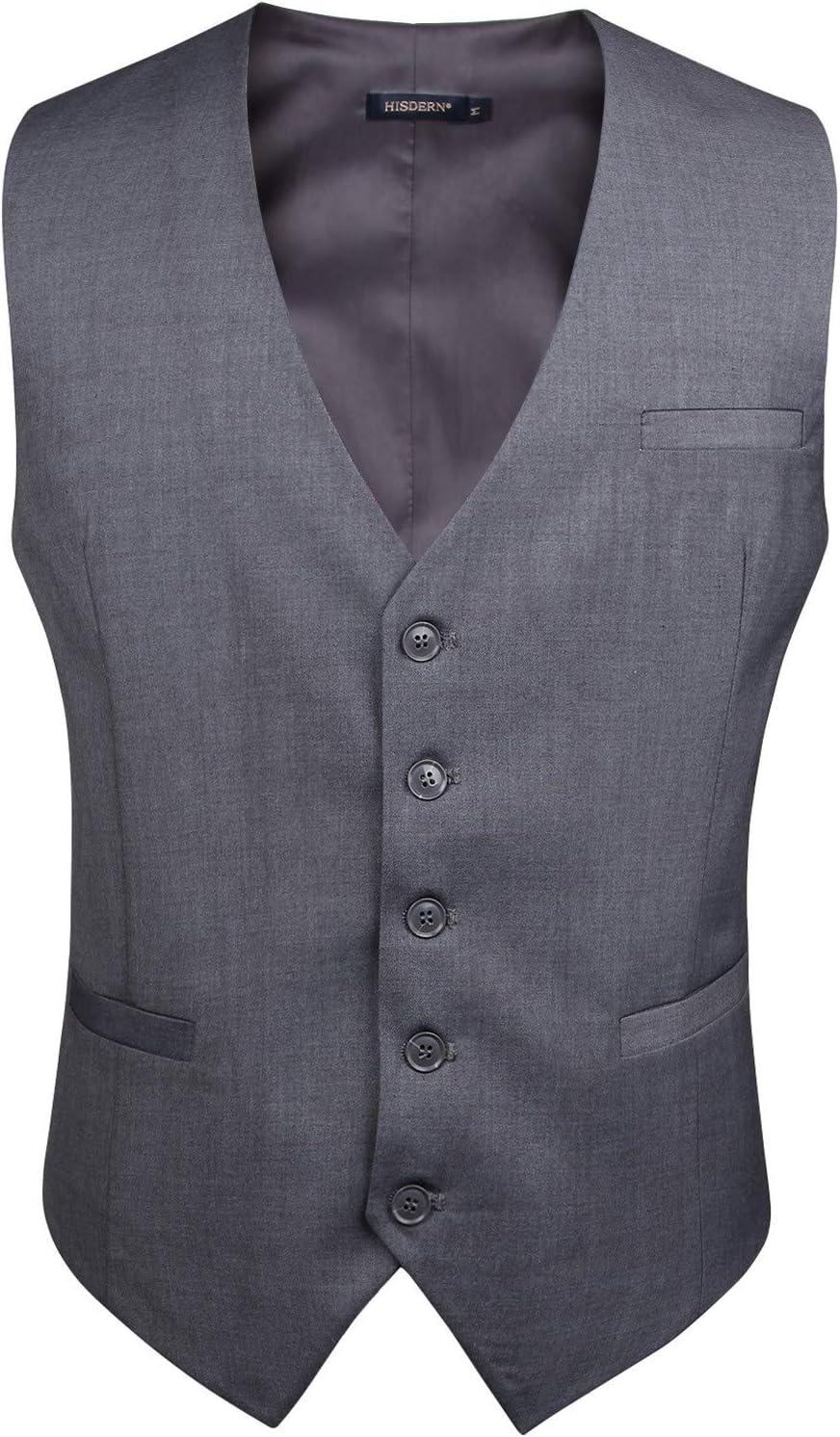 HISDERN Men's Suit Vest Business Formal Dress Waistcoat Vest with 3 Pockets for Suit or Tuxedo