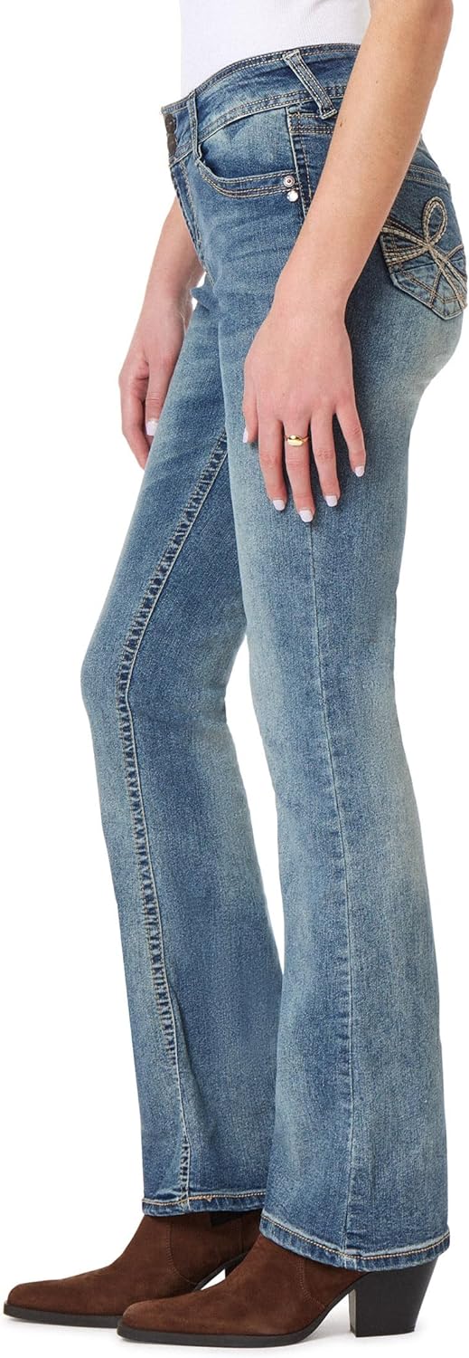 WallFlower Women's Luscious Curvy Bootcut Mid-Rise Insta Stretch Juniors Jeans (Standard and Plus)