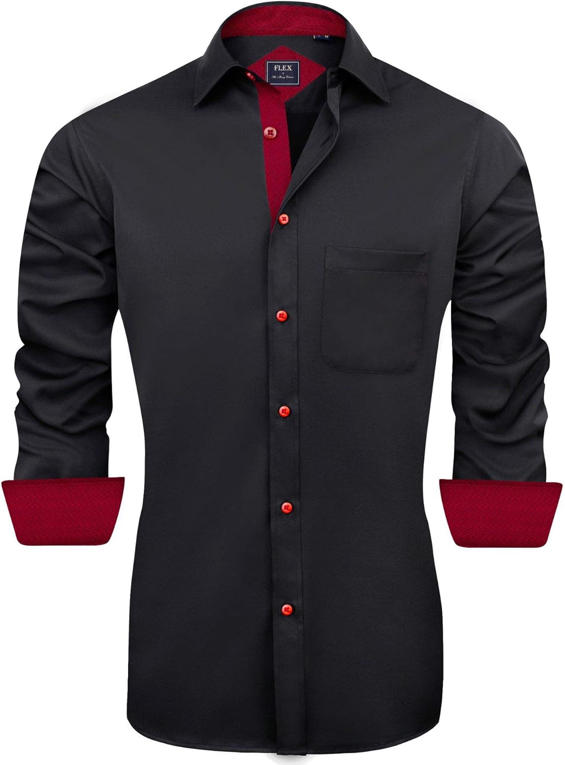 J.VER Men's Casual Long Sleeve Stretch Dress Shirt Wrinkle-Free Regular Fit Button Down Shirts