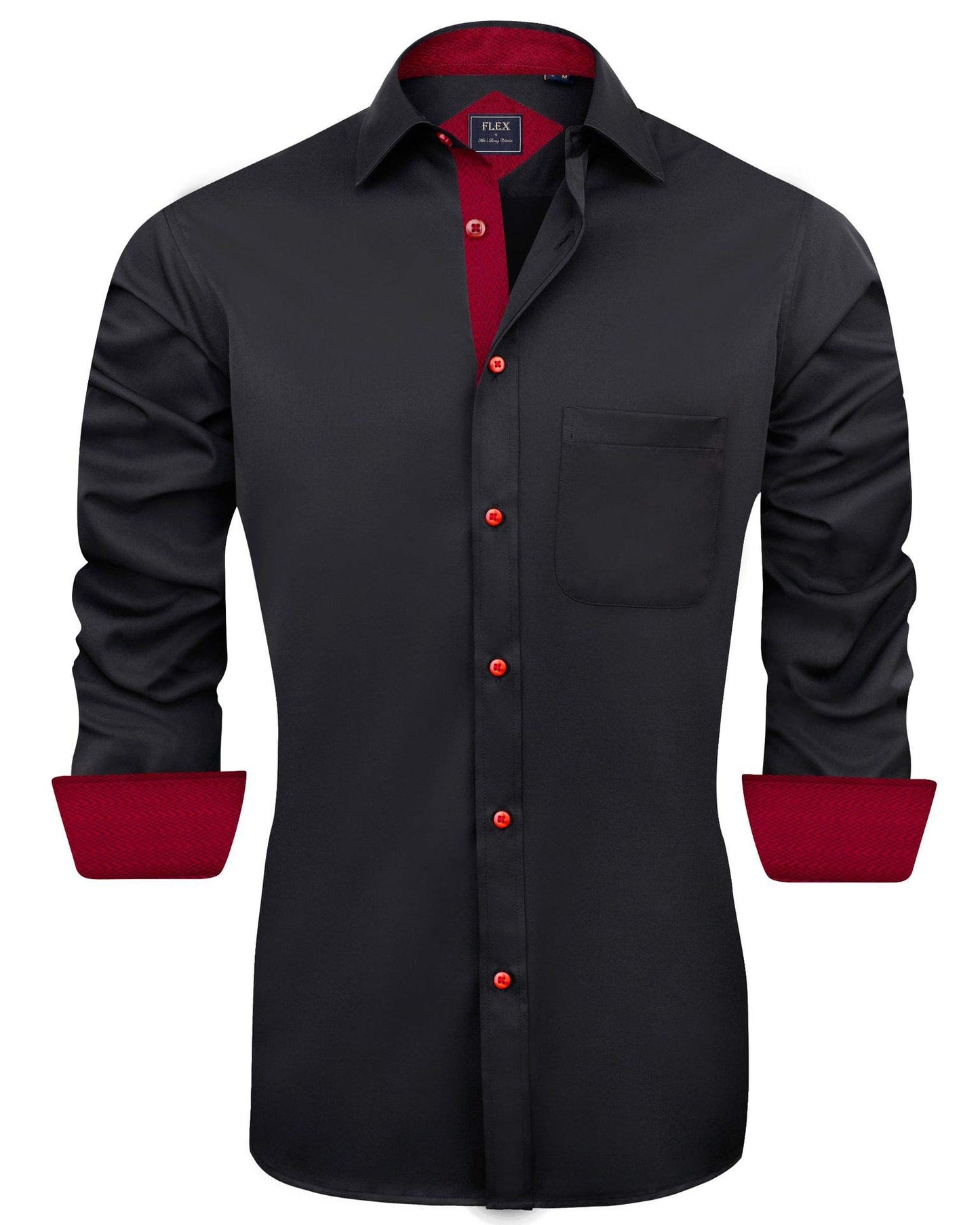 J.VER Men's Casual Long Sleeve Stretch Dress Shirt Wrinkle-Free Regular Fit Button Down Shirts