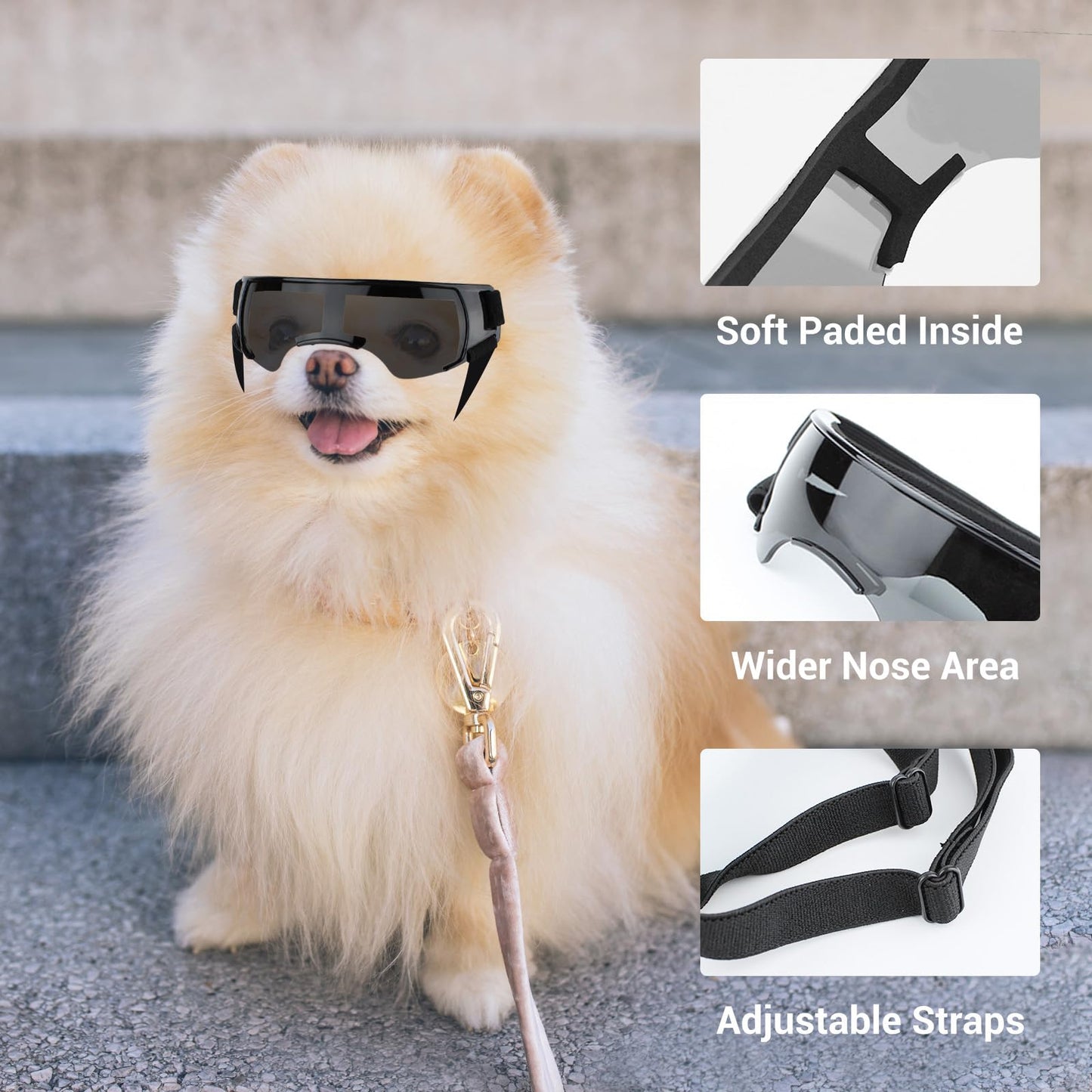 ENJOYING Dog Sunglasses Small Dog Goggles Anti-UV Doggy Glasses for Small Dogs Big Cats Impact/Wind/Dust/Fog Proof Puppy Eye Protection, Cool Blue