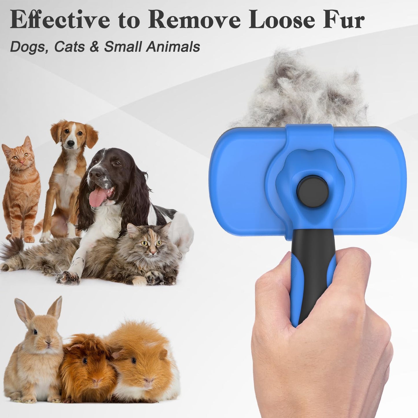 Self Cleaning Slicker Brush for Dogs & Cats, Skin Friendly Grooming Cat Brush, Dog Brush for Shedding, Deshedding Brush, Hair Brush Puppy Brush for Haired Dogs, Pet Supplies Accessories, Blue